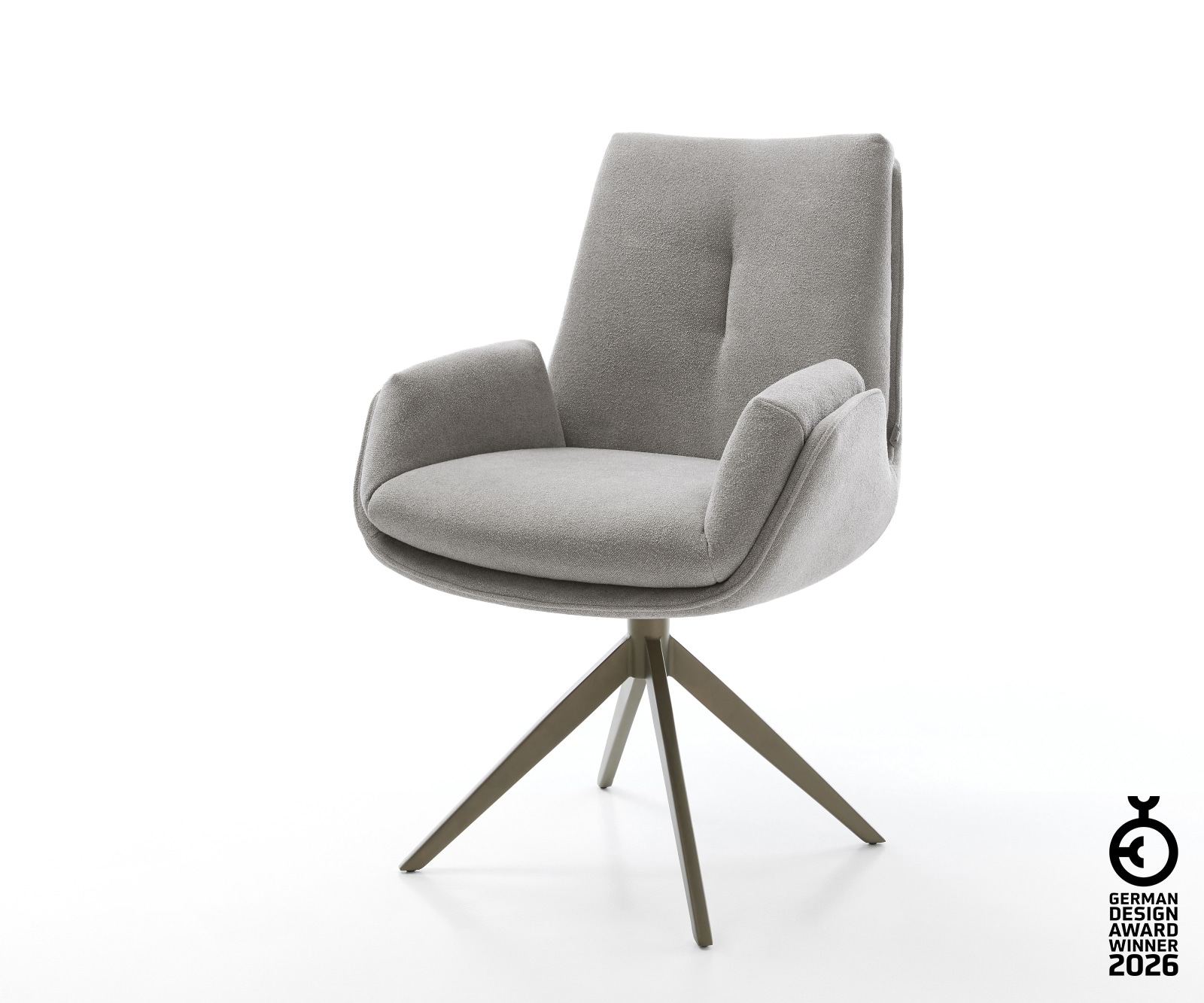 Drehstuhl Clea-Flex Strukturstoff Soft Grau Kreuzgestell breit Effektfinish Titan 360° drehbar Wippfunktion