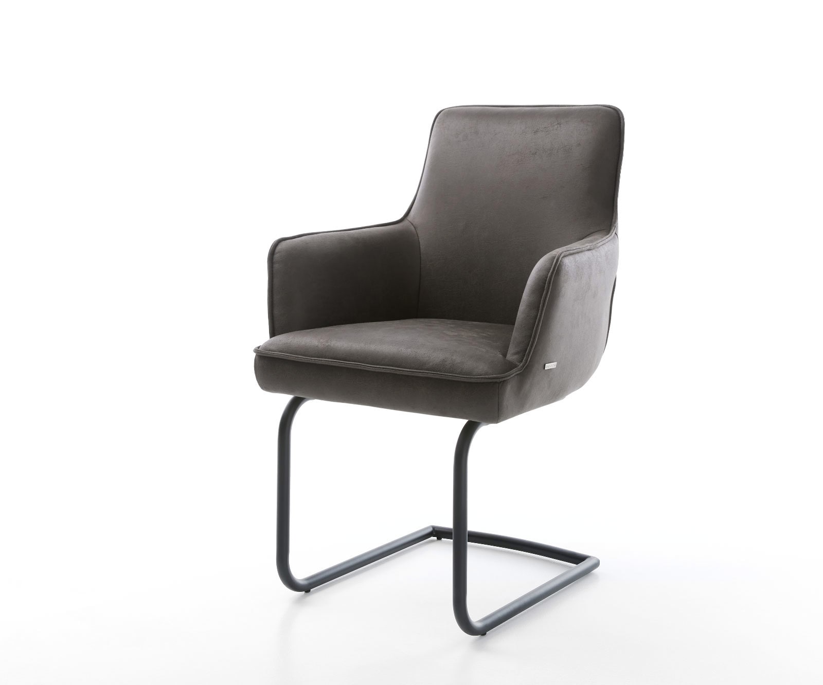 Freischwinger Heira-Flex mit Armlehnen Mikrofaser Anthrazit Vintage Freischwinger rund Schwarz Taschenfederkern 1