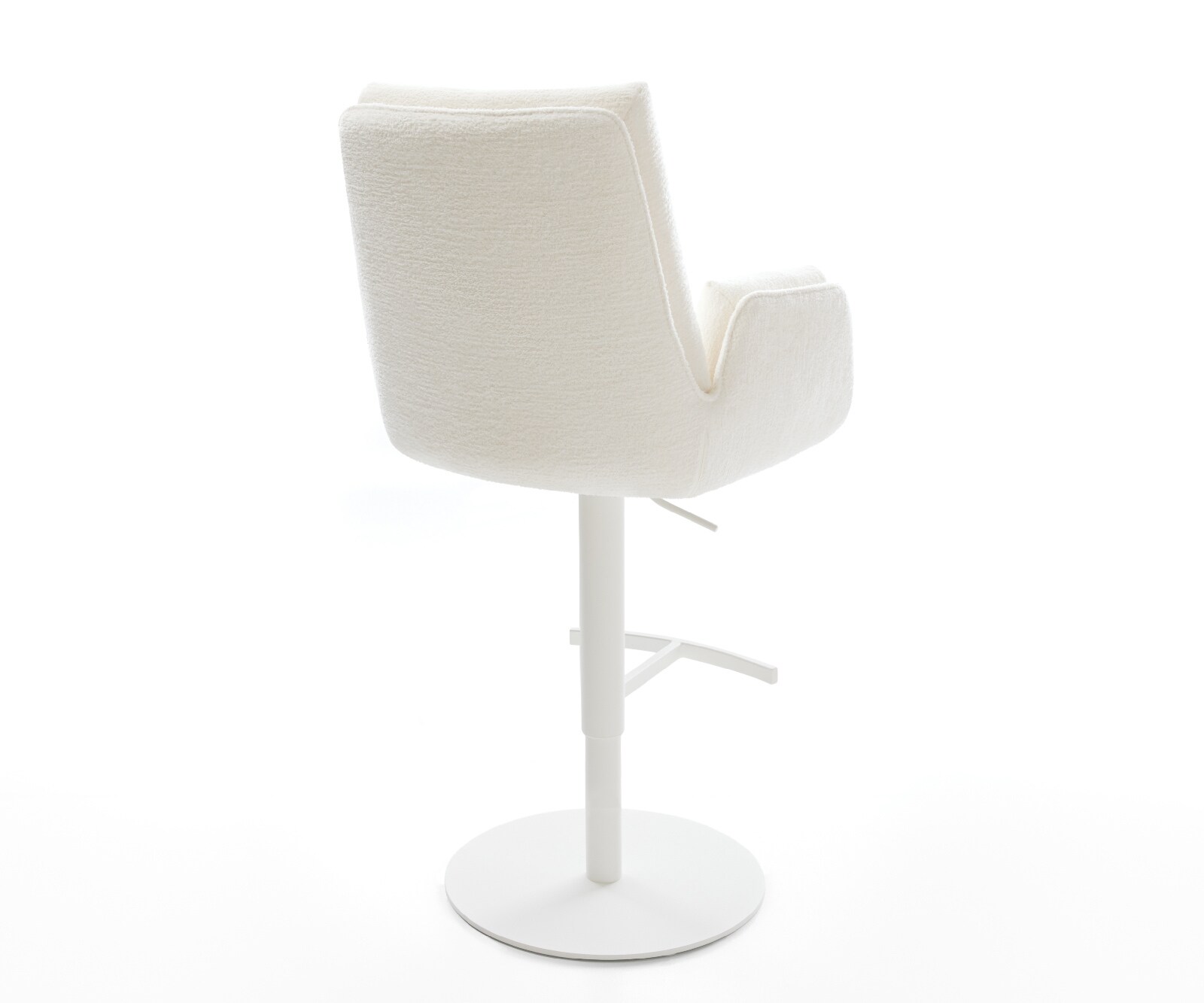 Barstuhl Clea-Flex Bouclé Soft Beige Drehfuß höhenverstellbar Metall Weiß 4