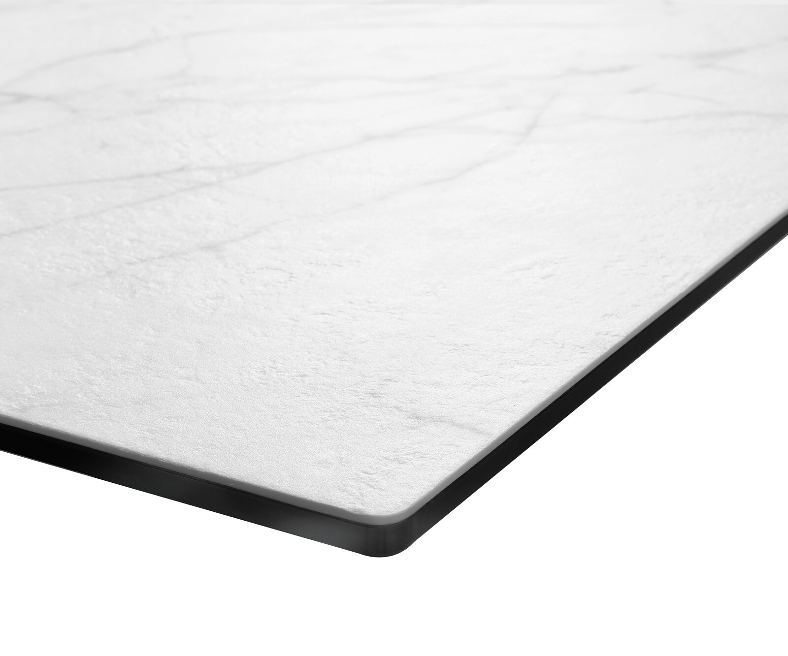 Esstisch Edge 200x100cm Keramik Laminam®Statuarietto Weiß Mittelfuß Flachstahl Schwarz 5
