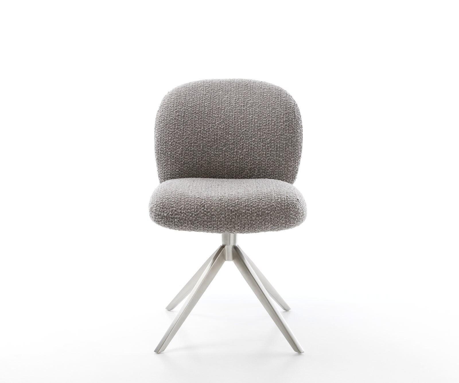 Drehstuhl Nube-Flex Bouclé Silbergrau Kreuzgestell breit Edelstahl 360° drehbar Taschenfederkern 1