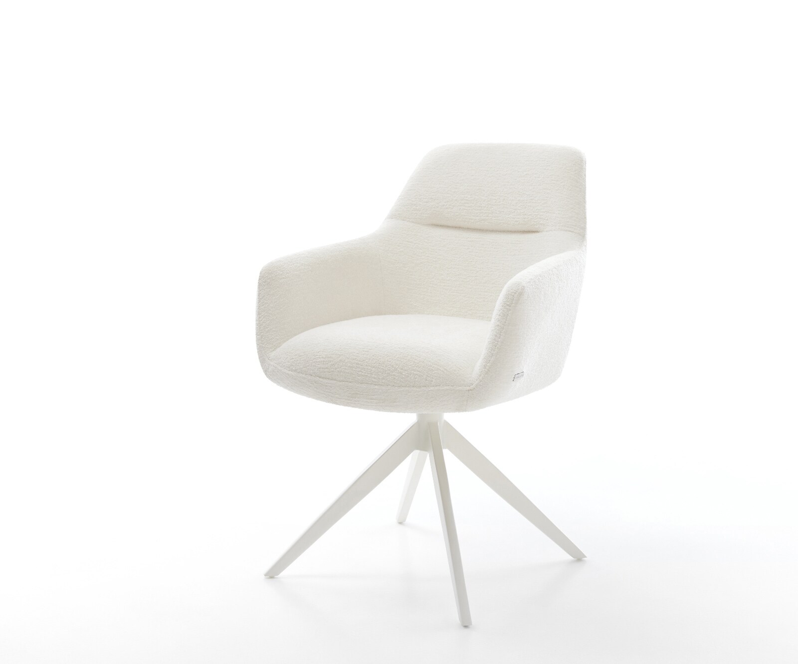 Drehstuhl Pejo-Flex Bouclé Soft Beige Kreuzgestell breit Weiß 360° drehbar günstig online kaufen