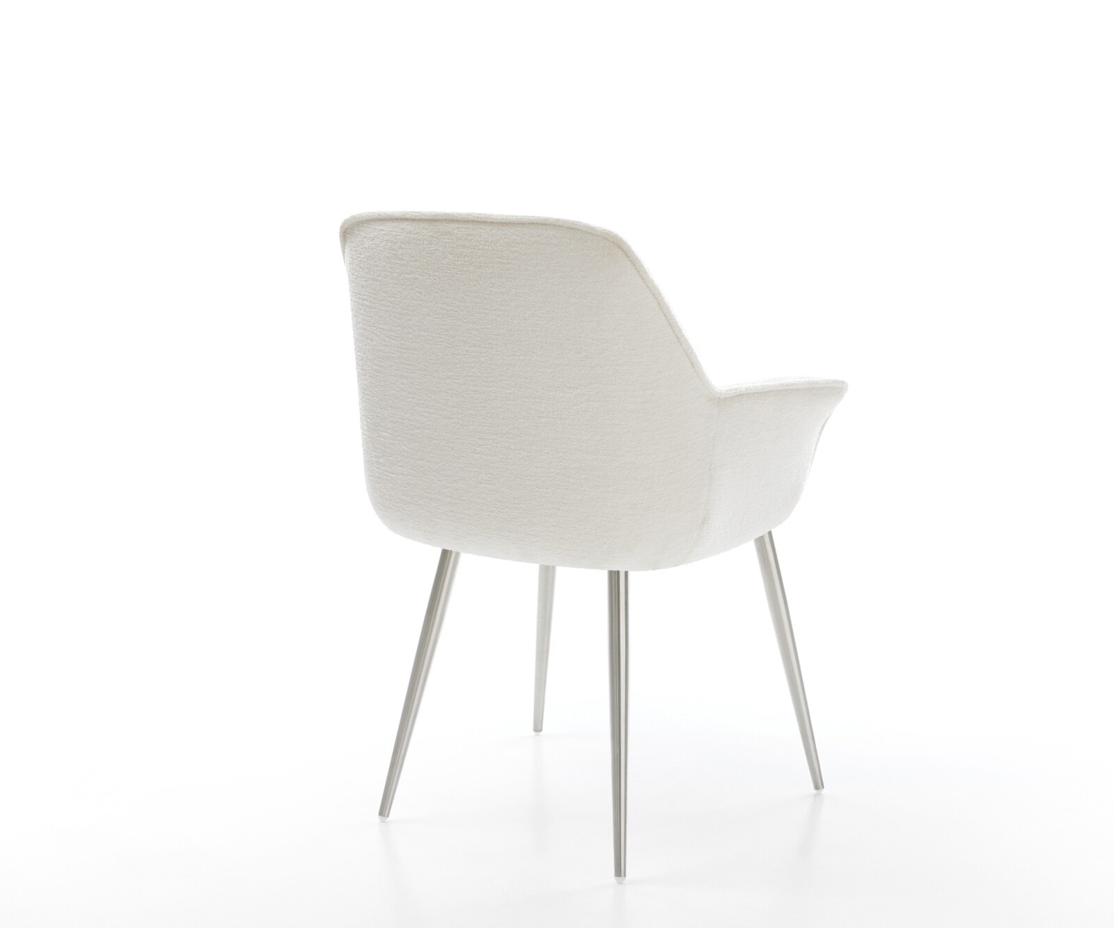 Esszimmerstuhl Keila-Flex mit Armlehnen Bouclé Soft Beige 4-Fuß konisch Edelstahl 4