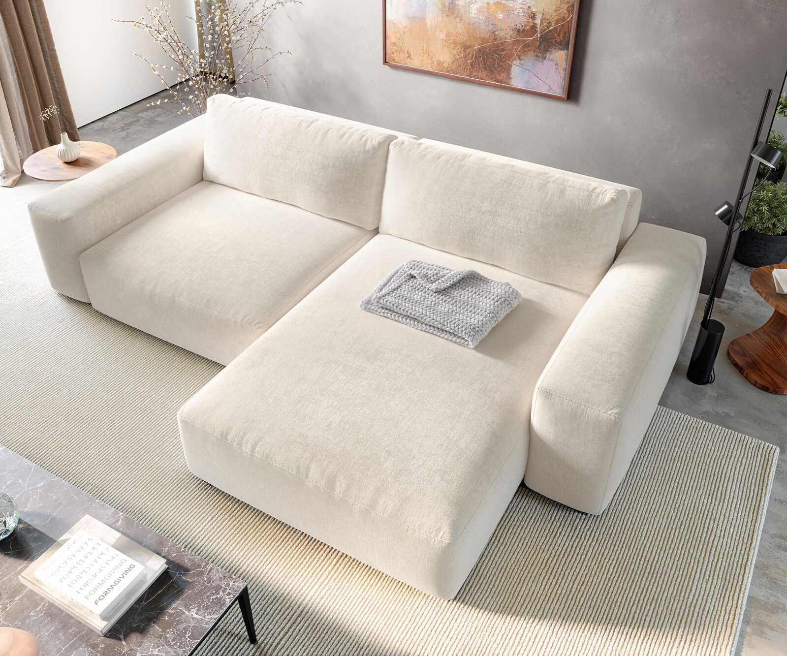 Ecksofa Lanzo XL 270x180 cm Strukturstoff Soft Beige Recamiere variabel 3