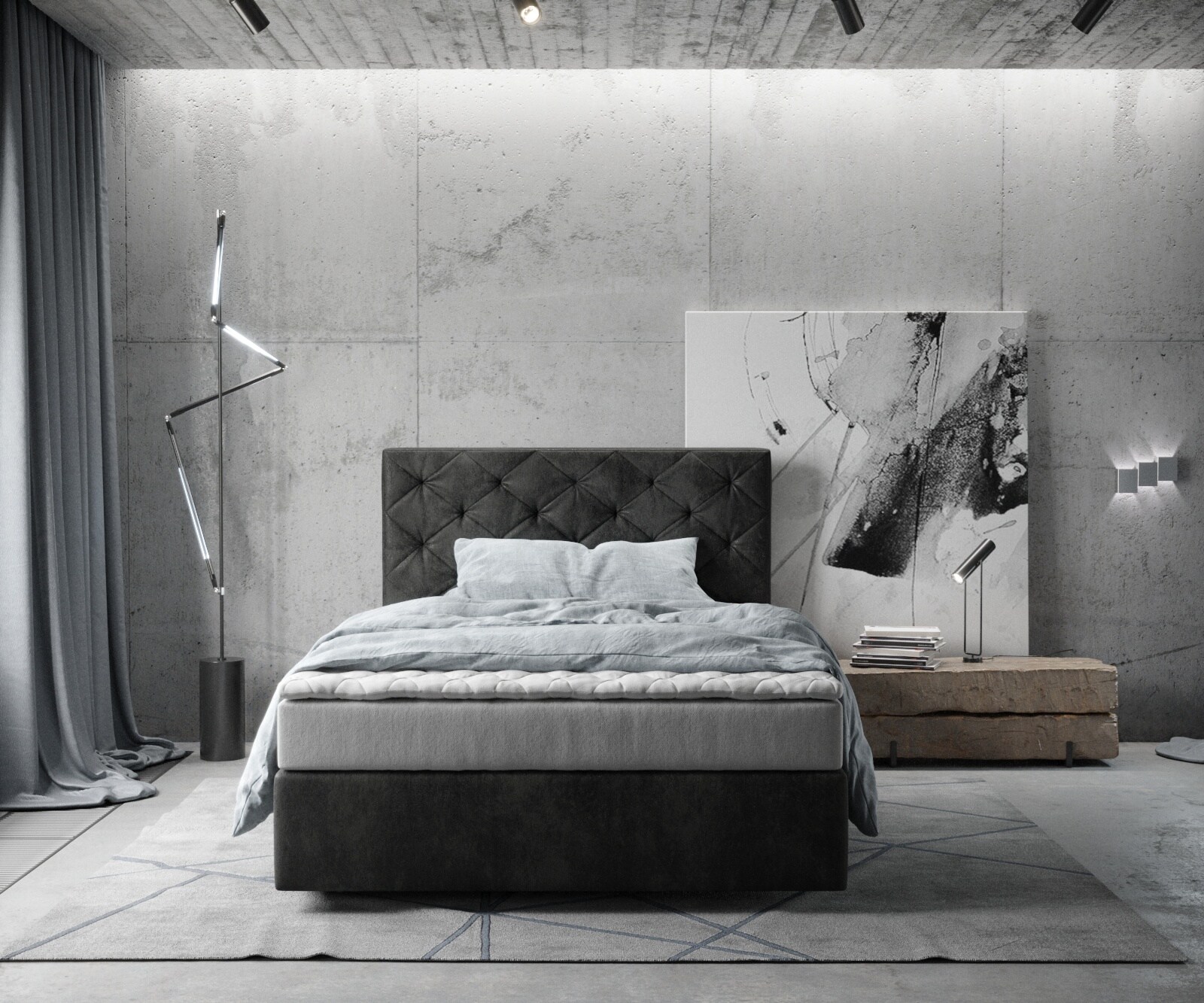 Boxspringbett Dream-Great 120x200 cm Mikrofaser Anthrazit Vintage mit Matratze und Topper 1