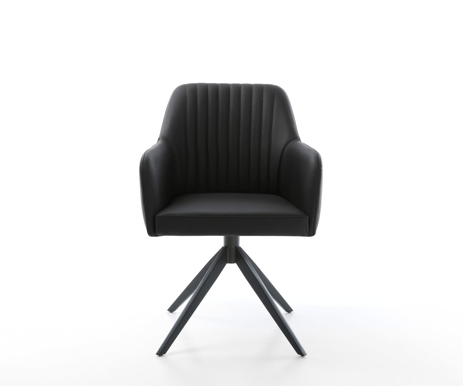 Drehstuhl Greg-Flex Echt-Leder Schwarz Kreuzgestell breit Schwarz 360° drehbar Wippfunktion Taschenfederkern 1