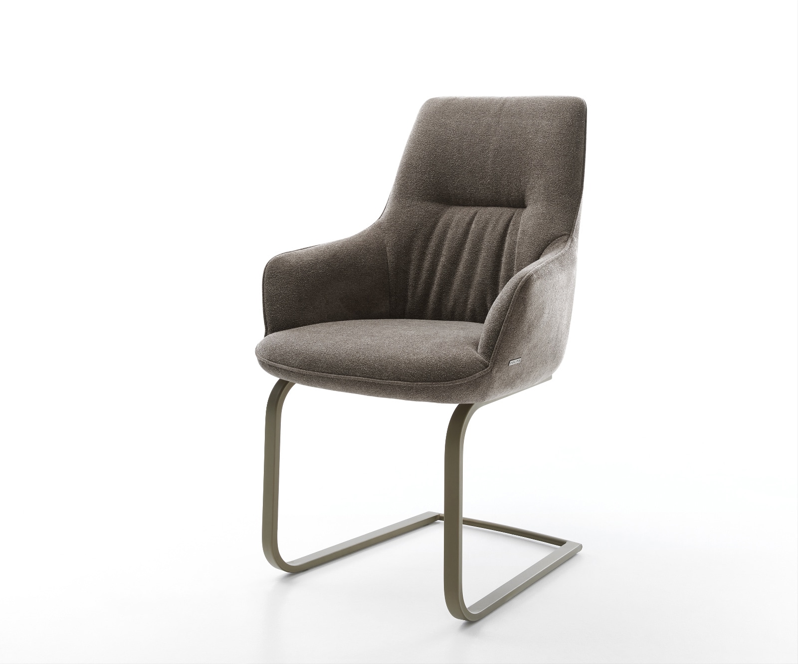 Freischwinger Zelia-Flex mit Armlehnen Strukturstoff Soft Taupe Freischwinger flach Effektfinish Titan Taschenfederkern