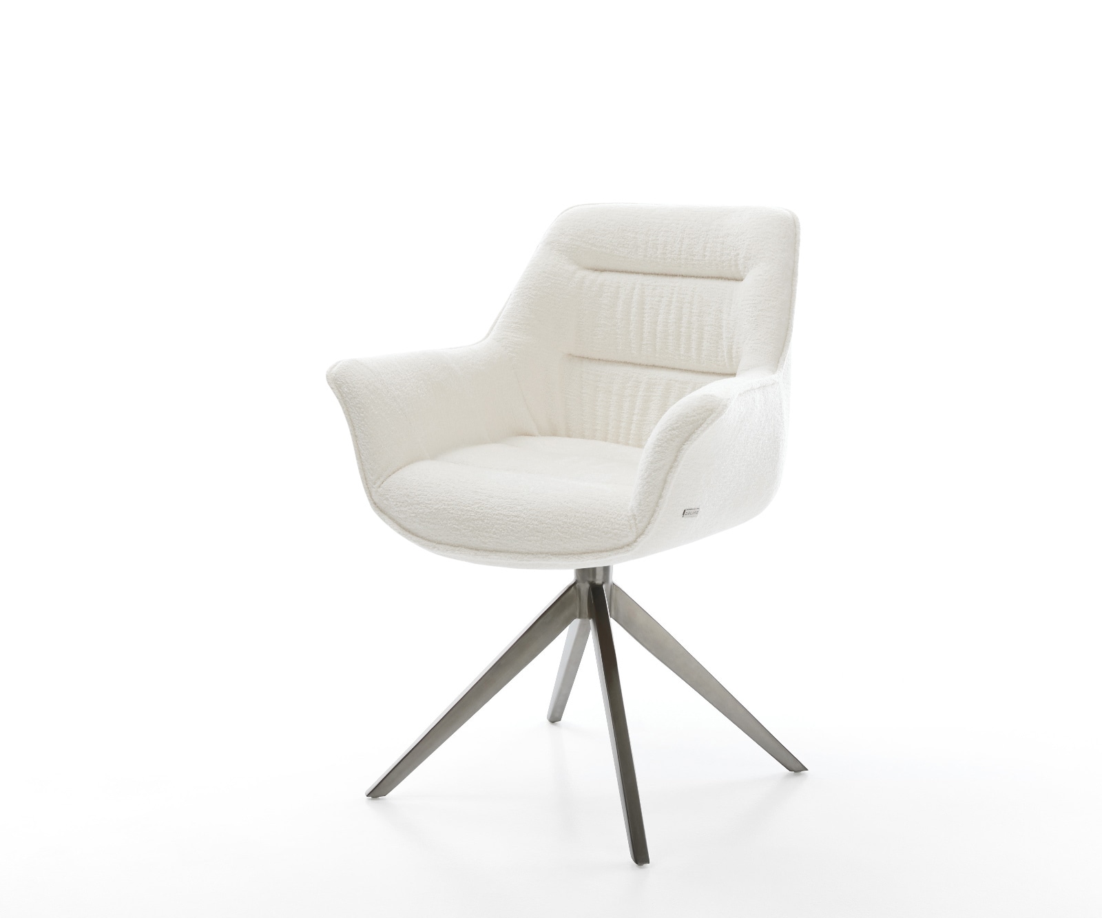 Drehstuhl Kaira-Flex Bouclé Soft Beige Kreuzgestell breit Graphit 360° drehbar Wippfunktion