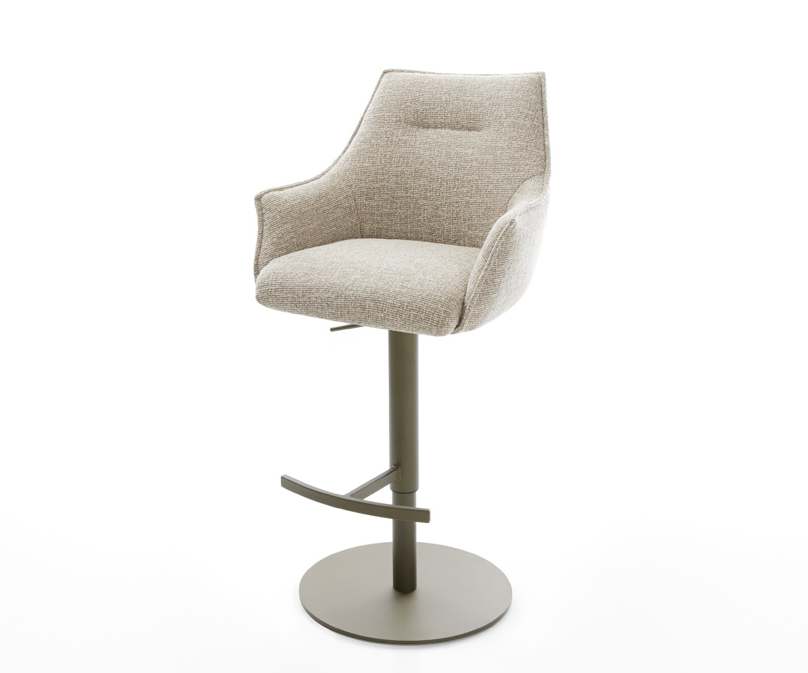 Barstuhl Alja-Flex Webstoff Soft Beige Drehfuß höhenverstellbar Metall Titanfarben Taschenfederkern 1