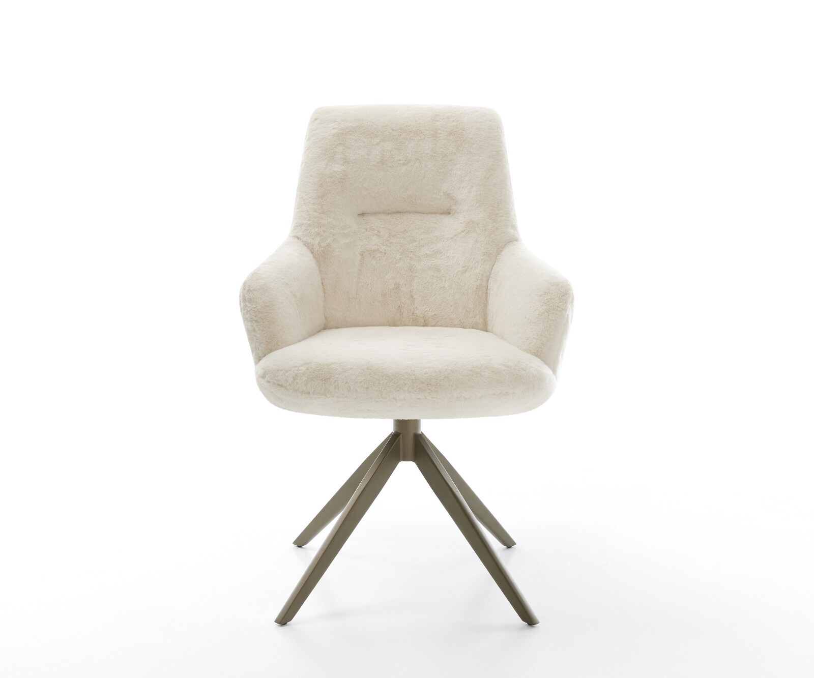 Drehstuhl Zelia-Flex mit Armlehnen Plüsch Creme-Weiß Kreuzgestell breit Effektfinish Titan 360° drehbar Wippfunktion Taschenfederkern 2