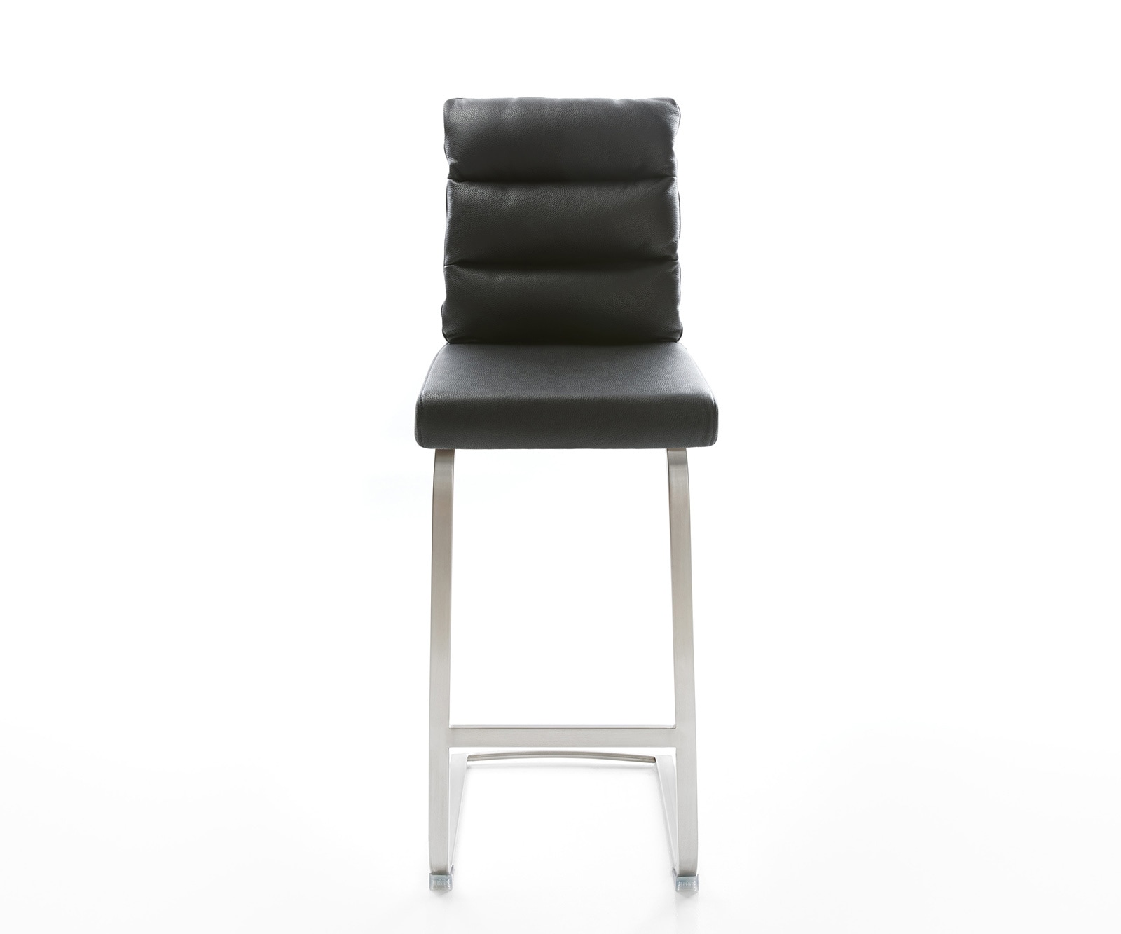 Barstuhl Pela-Flex Echt-Leder Schwarz Freischwinger flach Edelstahl 2
