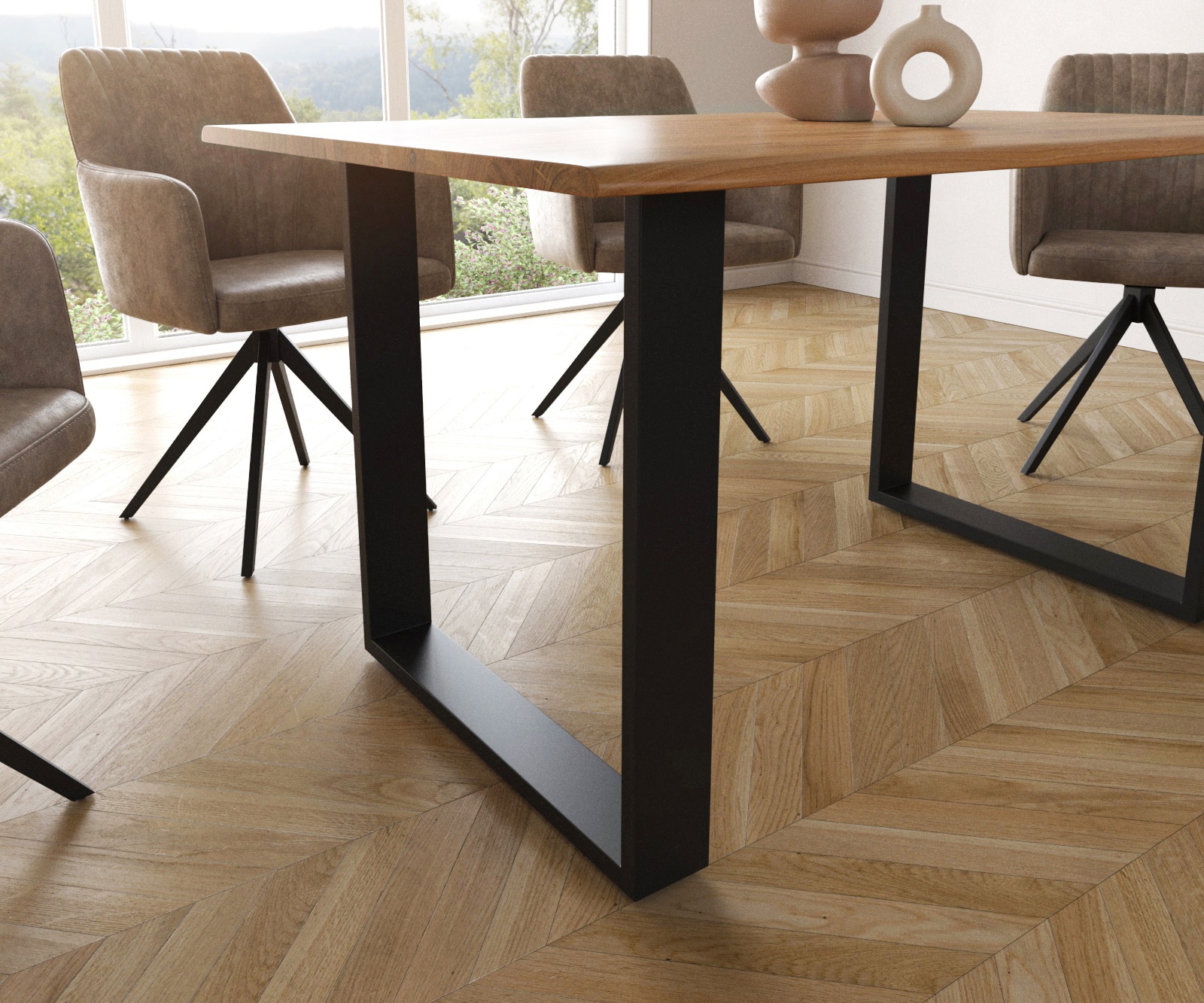 Esstisch Edge 140x90 S Akazie Natur Kufe Schwarz Live-Edge 4 Esstisch Edge 140x90 S Akazie Natur Kufe Schwarz Live-Edge 4