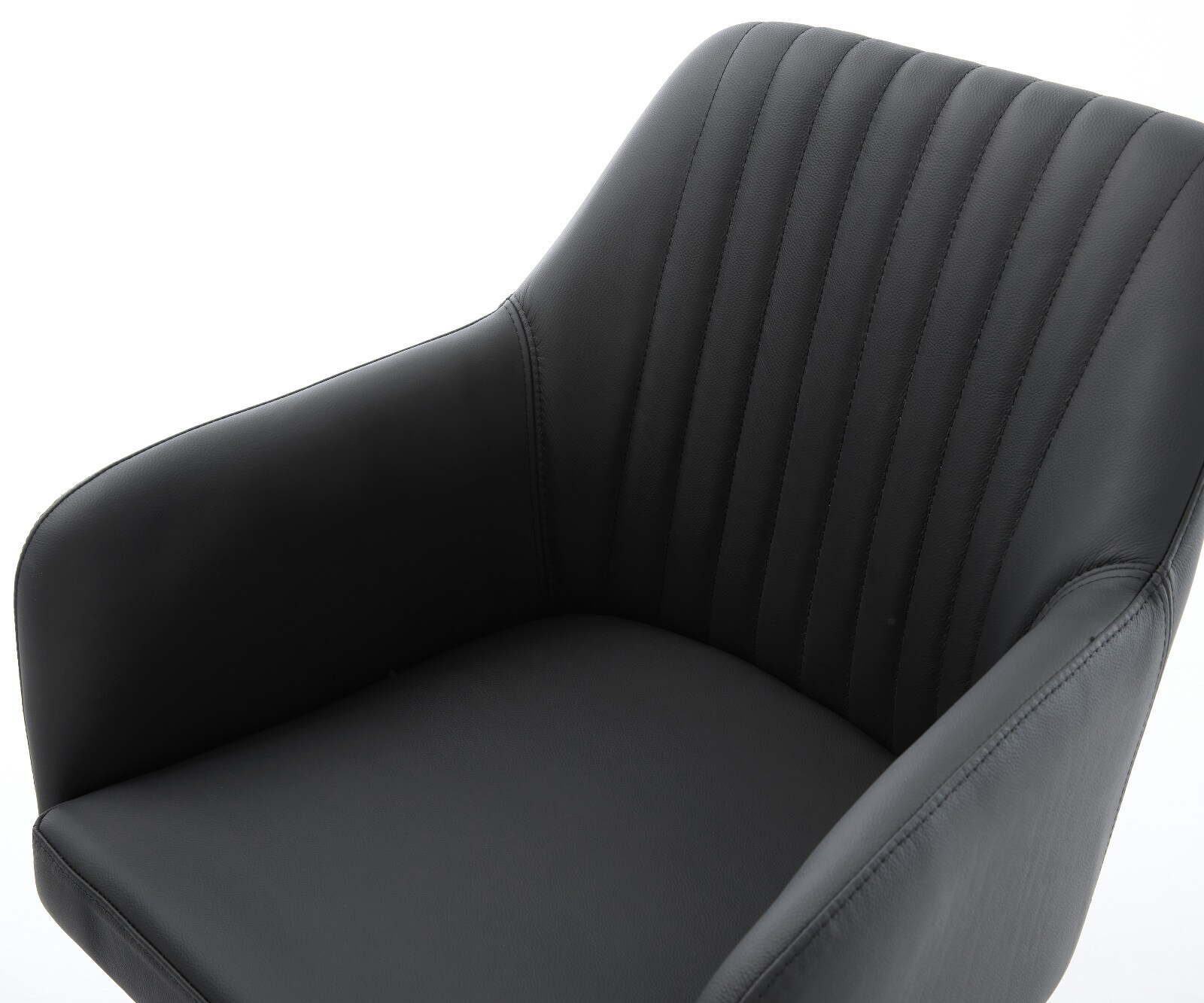 Drehstuhl Greg-Flex Echt-Leder Schwarz Kreuzgestell breit Graphit 360° drehbar Wippfunktion Taschenfederkern 3