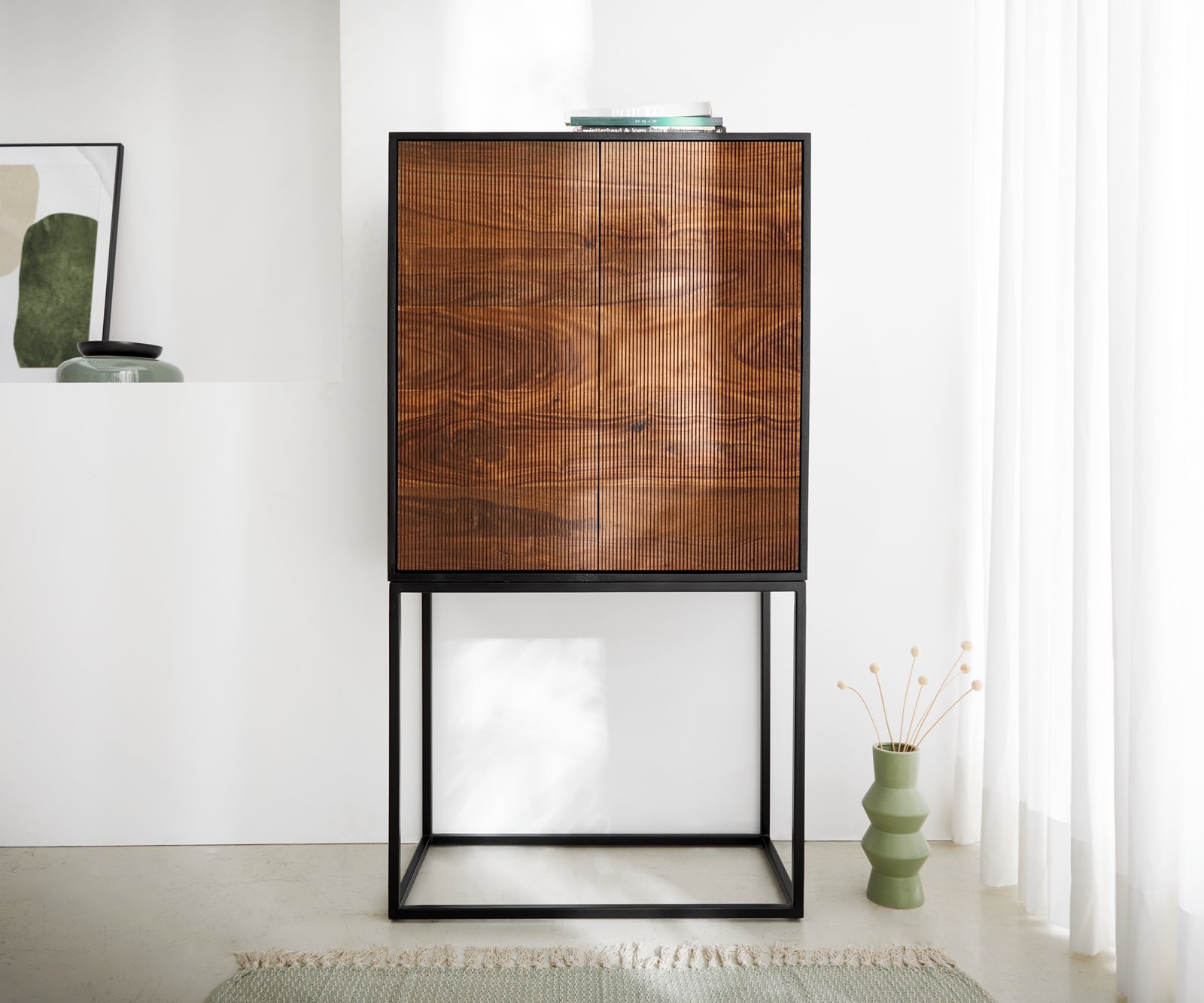 Highboard Vaag 80x150 cm Sheesham Natur Mango Schwarz Metall Schwarz 2 Türen 1 Highboard Vaag 80x150 cm Sheesham Natur Mango Schwarz Metall Schwarz 2 Türen 1