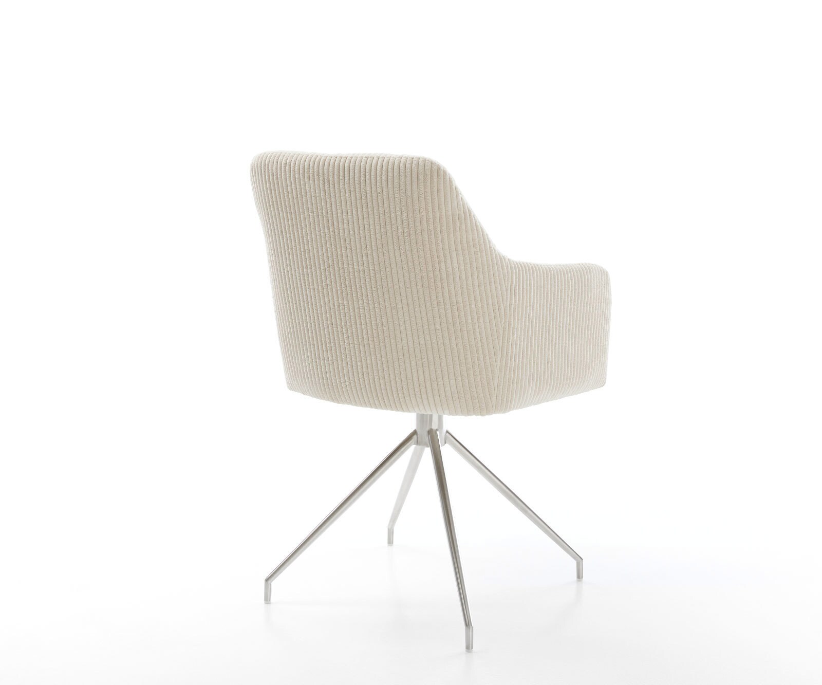 Esszimmerstuhl Greg-Flex Cord Beige Kreuzgestell konisch Edelstahl Taschenfederkern 4