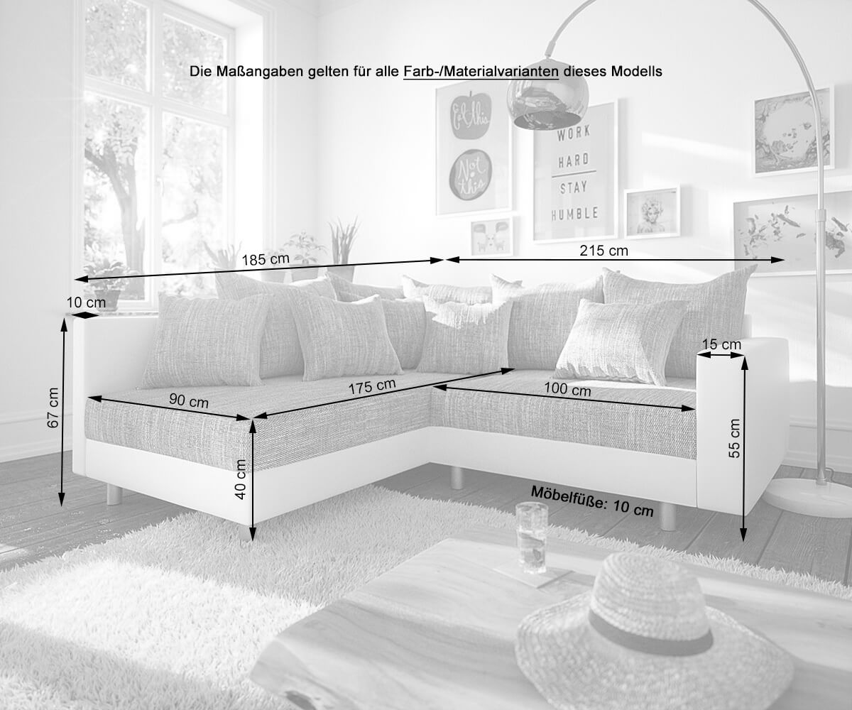 Ecksofa Clovis Weiss Schwarz modular Armlehne Hocker Ottomane Links  6