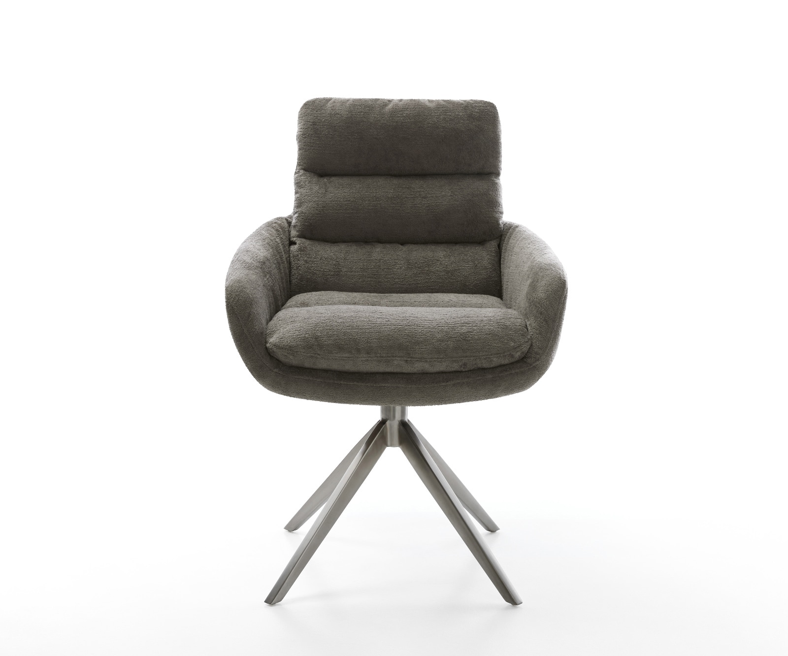 Drehstuhl Abelia-Flex mit Armlehnen Bouclé Soft Schlamm Kreuzgestell breit Graphit 360° drehbar Wippfunktion 1