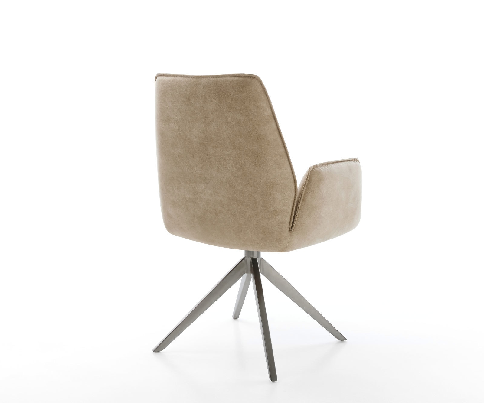 Drehstuhl Zoa-Flex Mikrofaser Beige Vintage Kreuzgestell breit Graphit 360° drehbar Wippfunktion Taschenfederkern 4