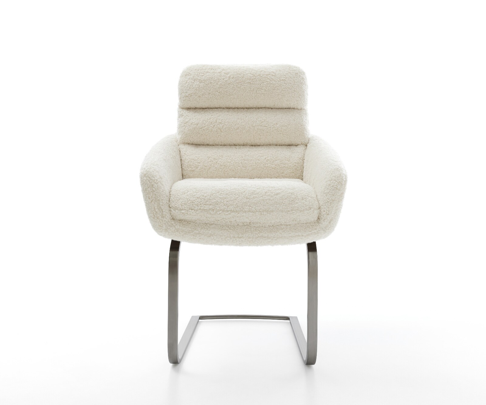 Freischwinger Abelia-Flex mit Armlehnen Teddystoff Beige Freischwinger flach Graphit 2