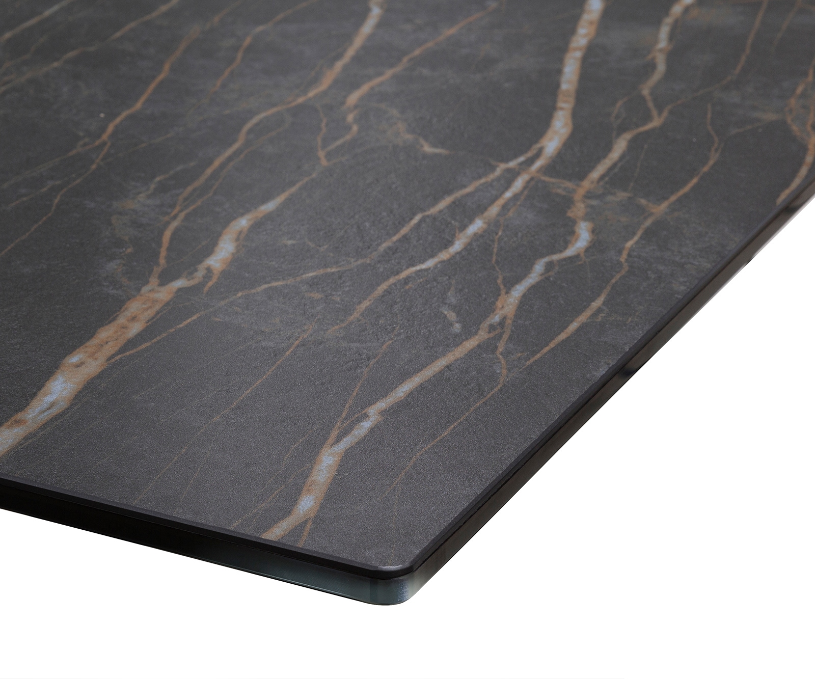 Esstisch Edge 200x100cm Keramik Laminam®Noir Desir Braun V-Mittelfuß Schwarz 4