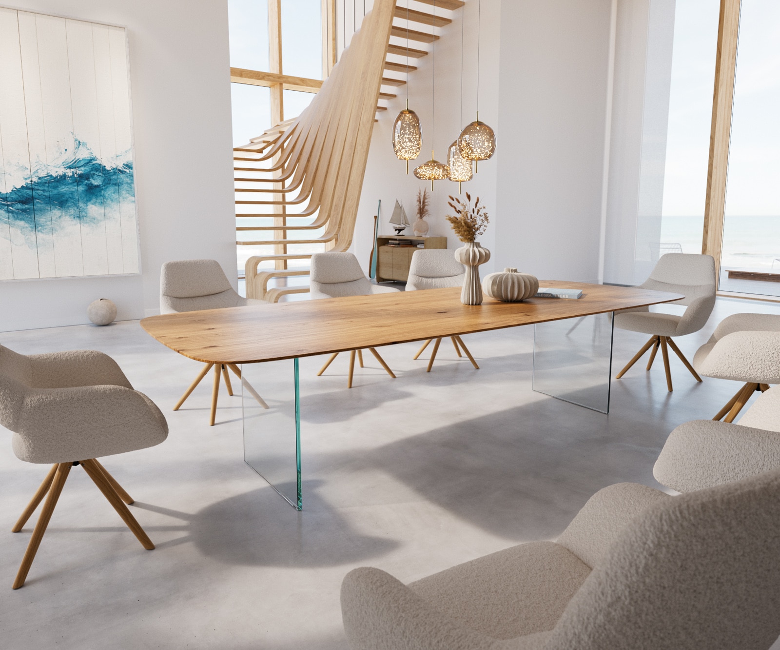 Esstisch Edge Boot 300x120x2,5-3 Eiche Natur Glas Schweizer Kante 8 Esstisch Edge Boot 300x120x2,5-3 Eiche Natur Glas Schweizer Kante 8