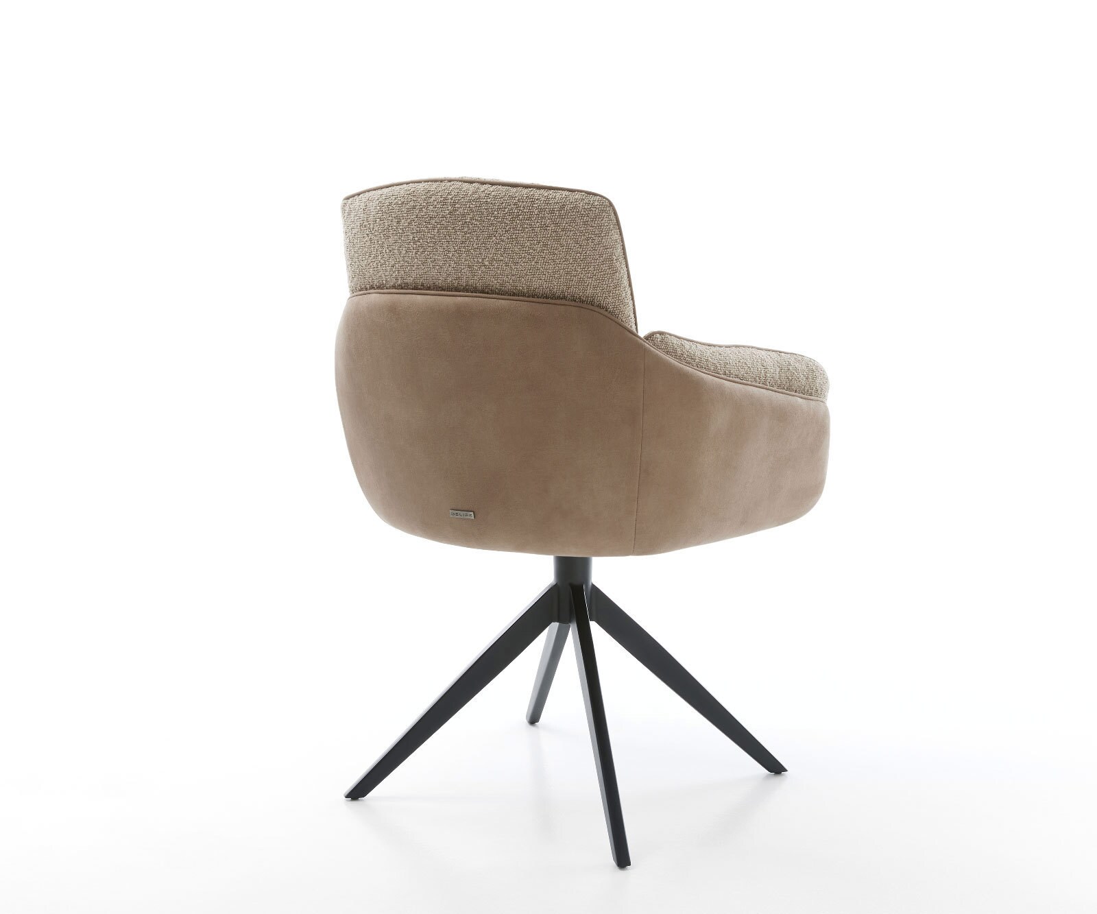 Drehstuhl Luan-Flex mit Armlehnen Materialmix Schlamm Kreuzgestell breit Schwarz 360° drehbar 3