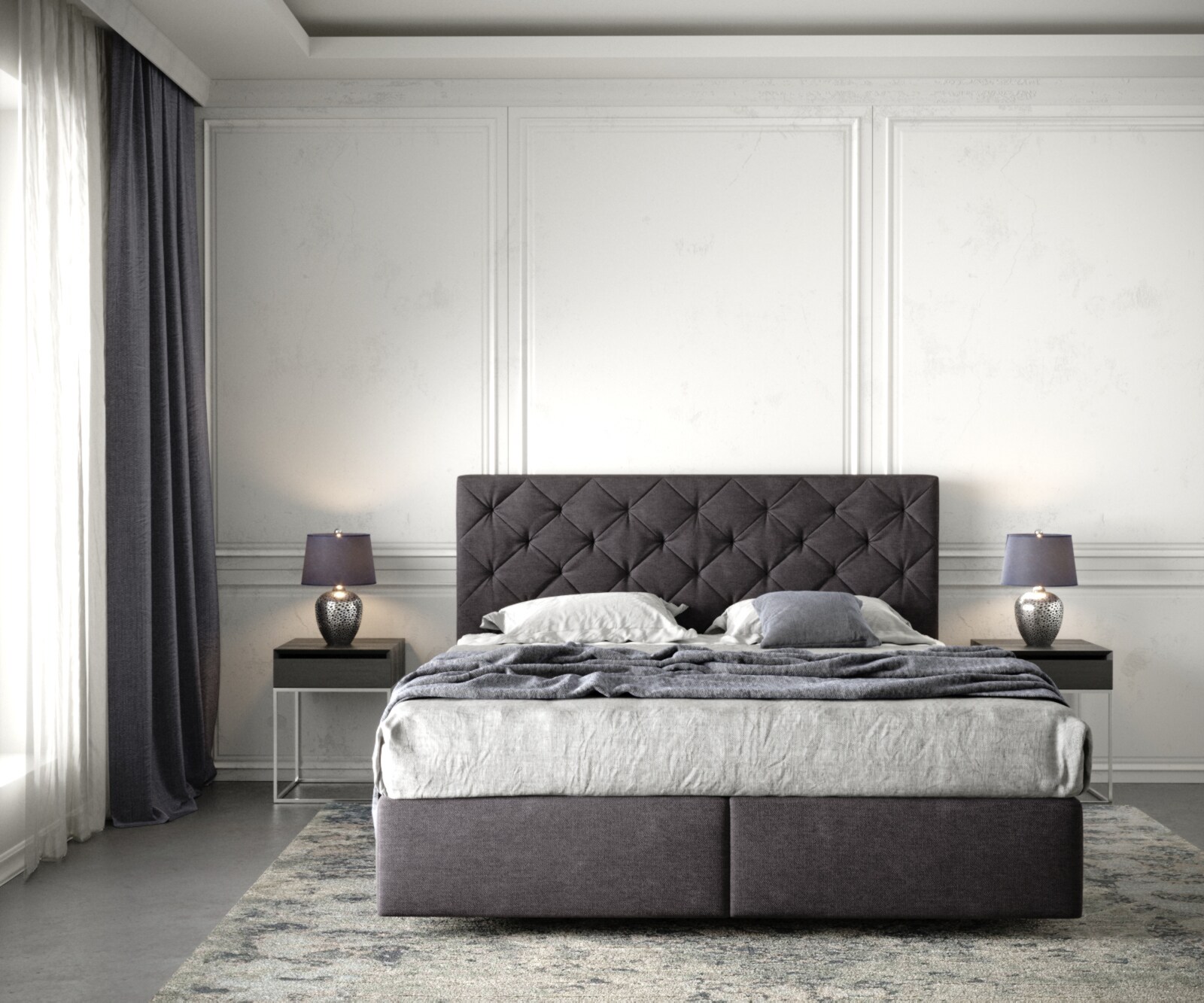 Boxspringbett Dream-Great 160x200 cm Mikrofaser Schwarz mit Matratze und Topper 1