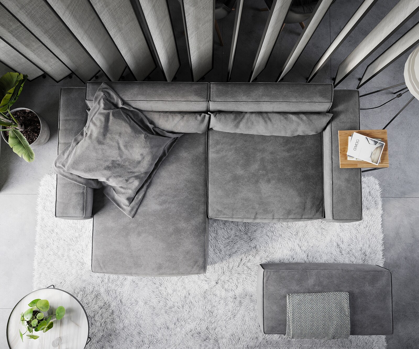 Ecksofa Sirpio XL 270x170 cm Mikrofaser Taupe Recamiere variabel mit Hocker 5