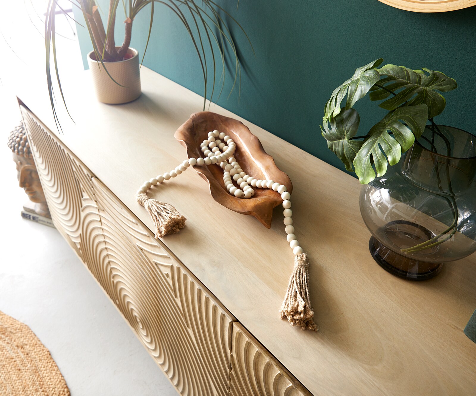 Kommode Budaya 150 cm Mango Natur 3 Türen Fuß vierkant 3