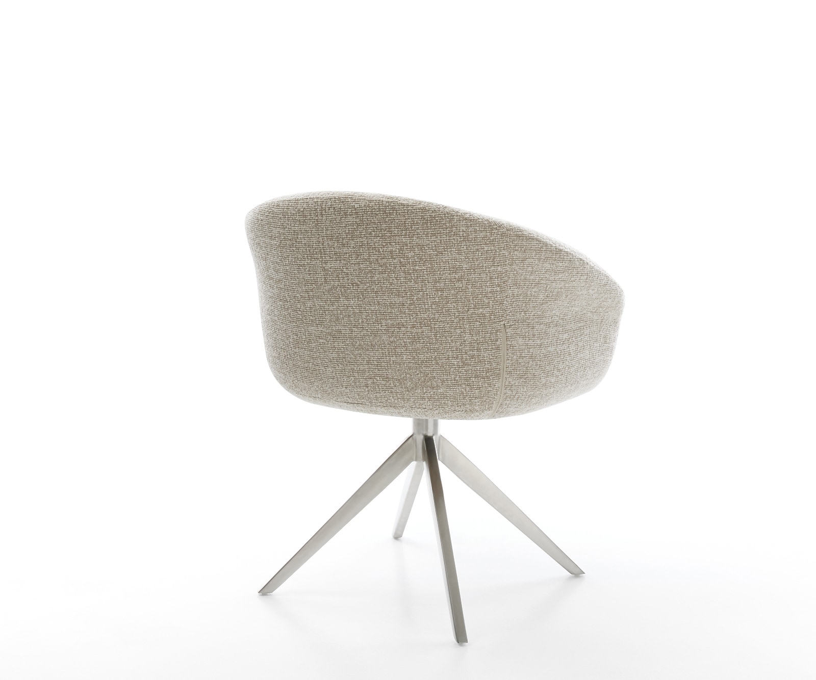 Drehstuhl Vinka-Flex mit Armlehnen Webstoff Soft Beige Kreuzgestell breit Edelstahl 360° drehbar Wippfunktion Taschenfederkern 4