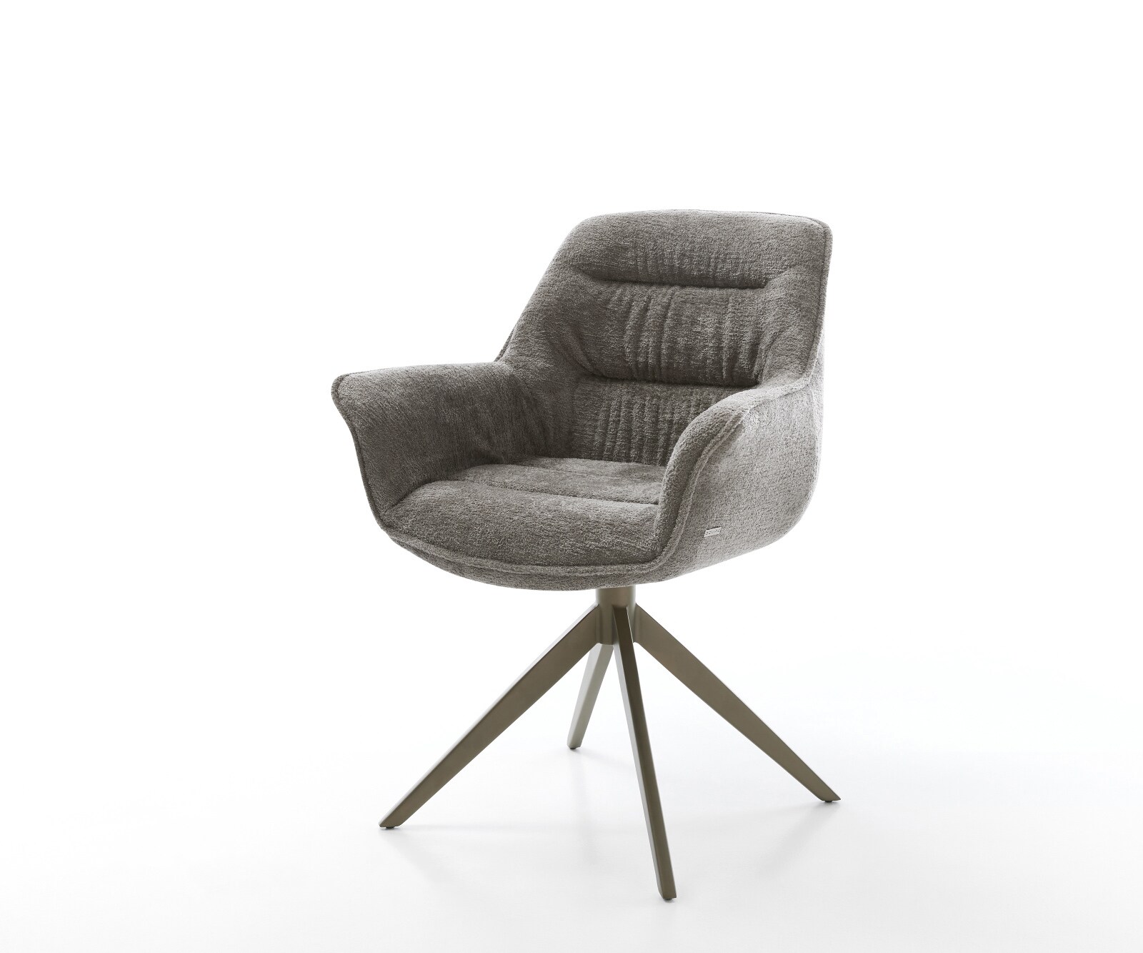 Drehstuhl Kaira-Flex Bouclé Soft Schlamm Kreuzgestell breit Effektfinish Titan 360° drehbar Wippfunktion