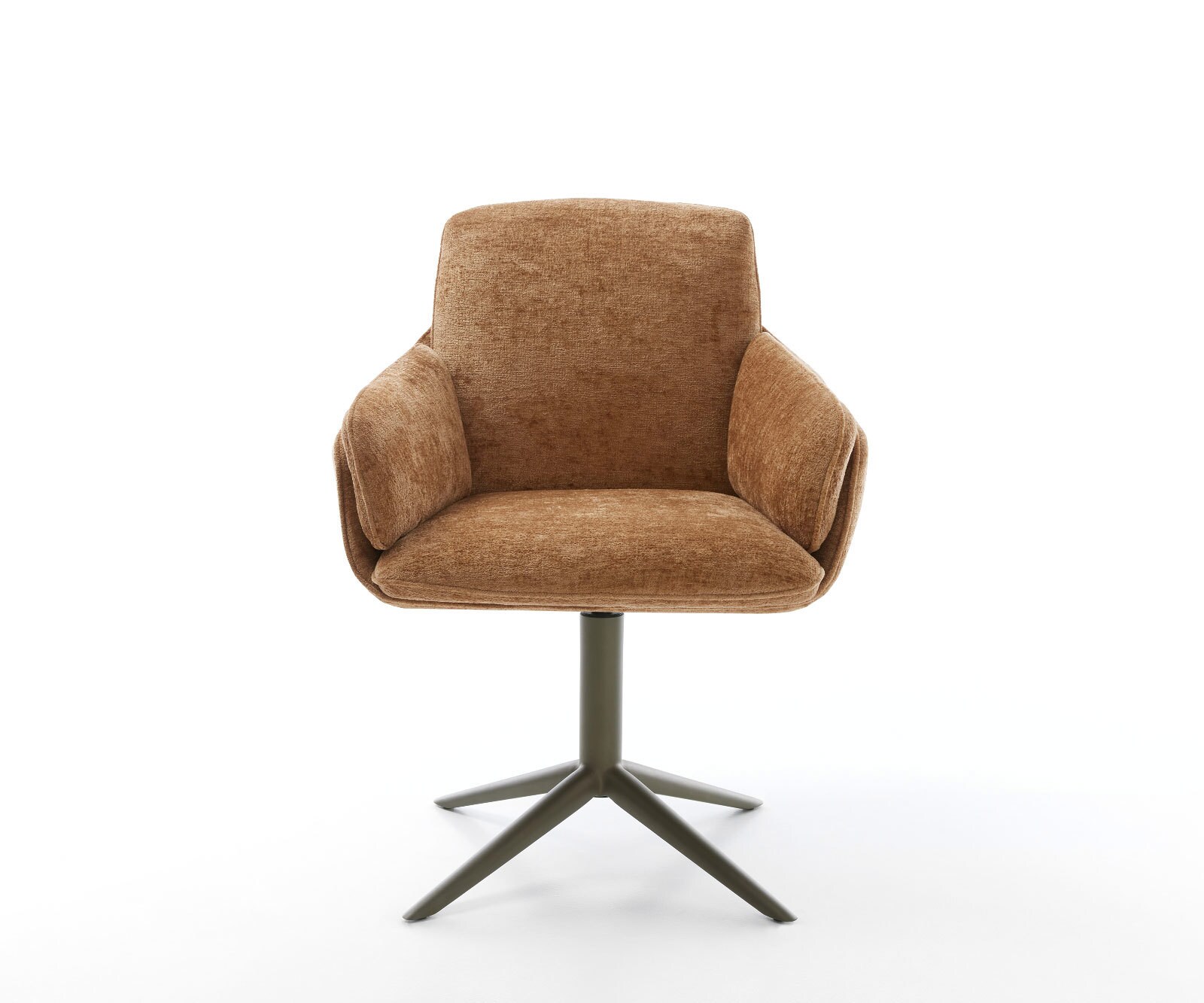 Drehstuhl Luan-Flex mit Armlehnen Chenille Rost Fußkreuz Effektfinish Titan 360° drehbar Wippfunktion 1