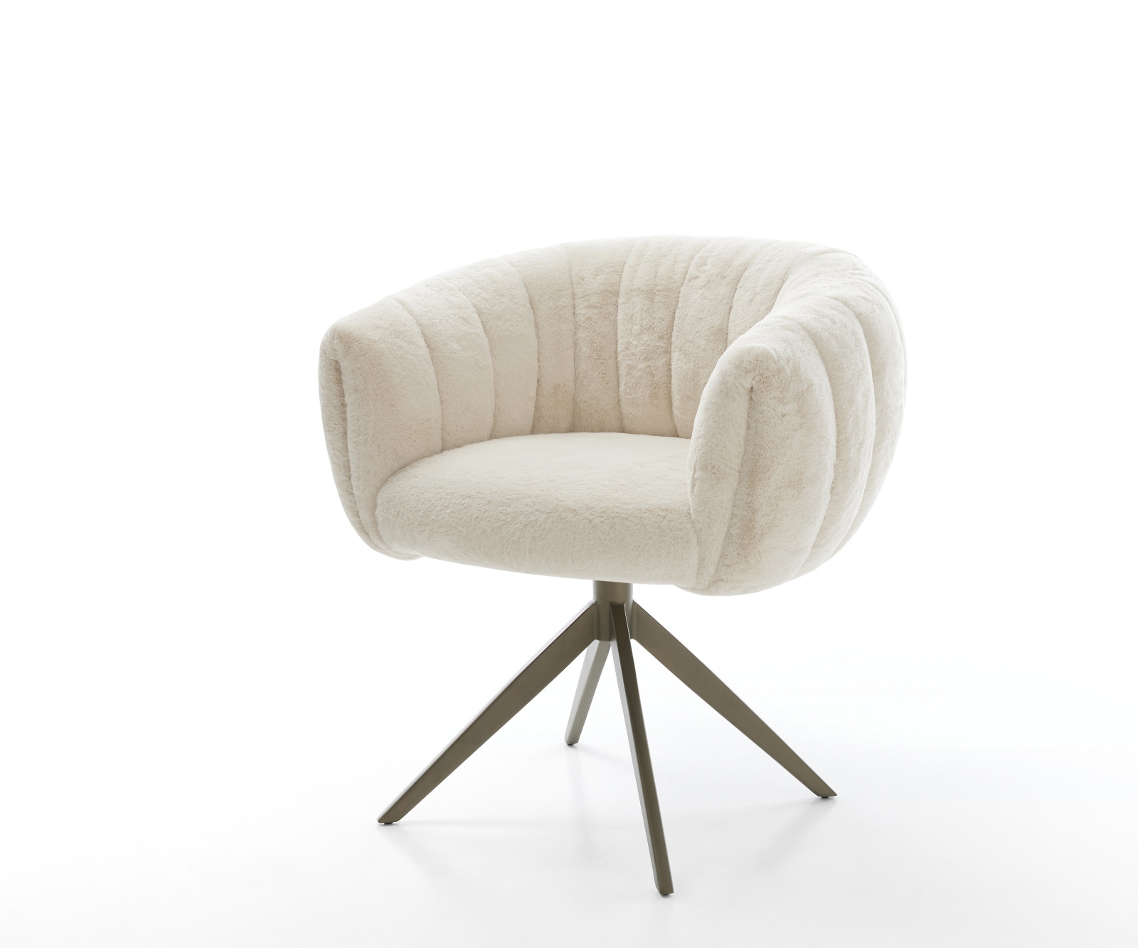 Drehstuhl Jada-Flex Plüsch Creme-Weiß Kreuzgestell breit Effektfinish Titan 360° drehbar Wippfunktion Taschenfederkern