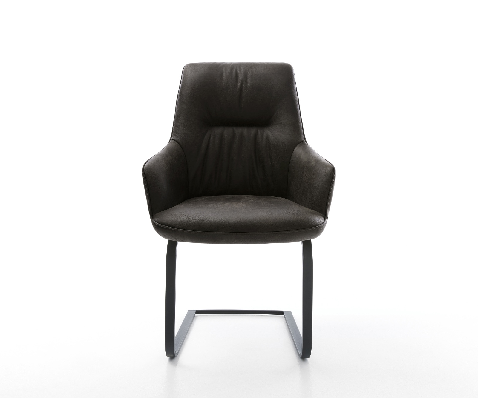 Freischwinger Zelia-Flex mit Armlehnen Mikrofaser Anthrazit Vintage Freischwinger flach Schwarz Taschenfederkern 2
