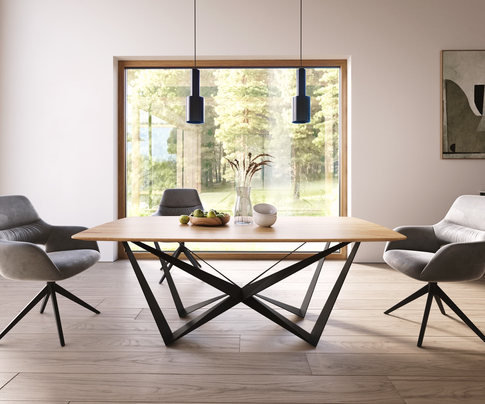 Esstisch Edge Boot 200x100x2,5-3 Eiche Natur Spider Flachstahl Schwarz Schweizer Kante 4 Esstisch Edge Boot 200x100x2,5-3 Eiche Natur Spider Flachstahl Schwarz Schweizer Kante 4