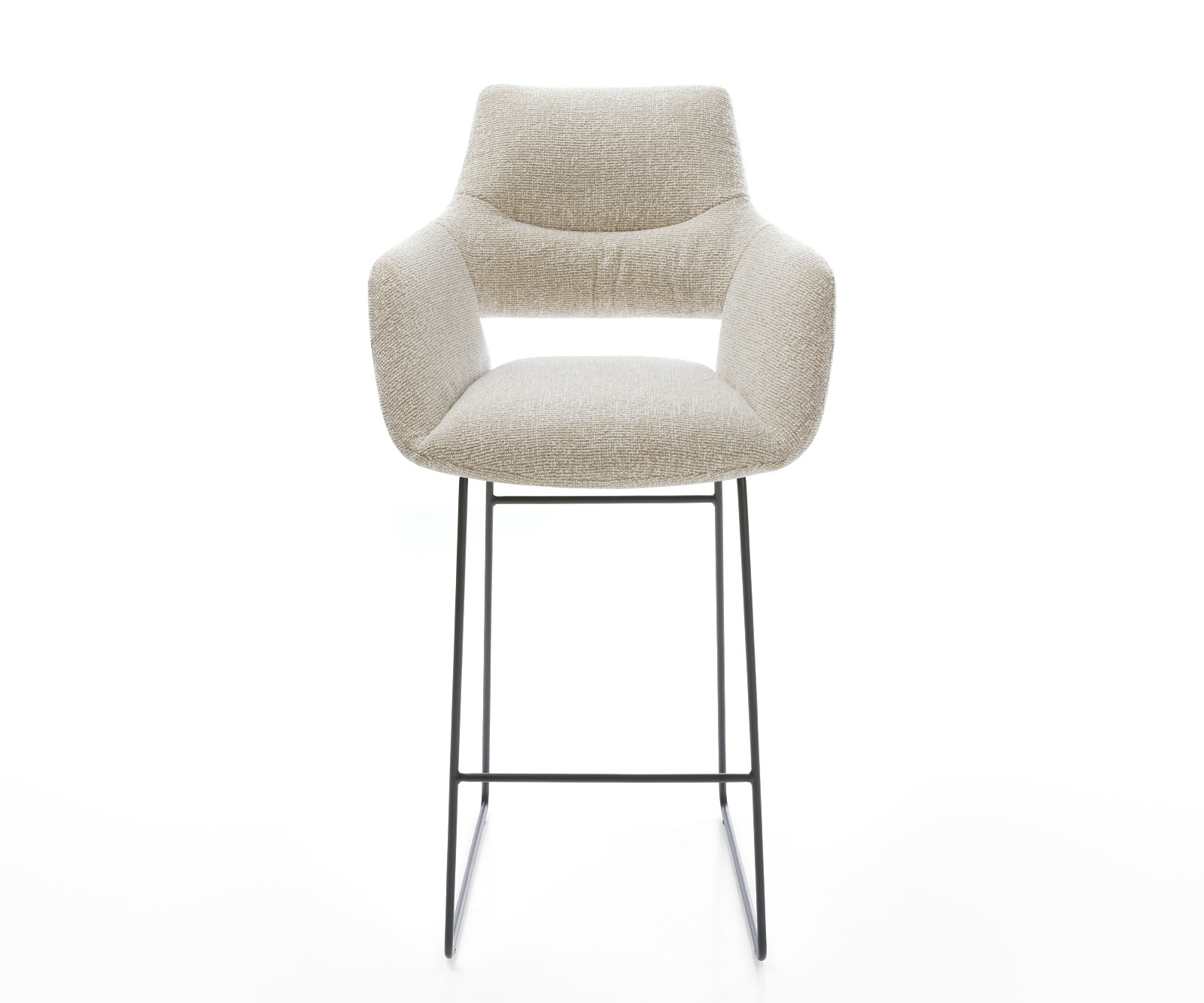 Barstuhl Yago-Flex Webstoff Soft Beige Kufengestell Metall Schwarz Taschenfederkern 2