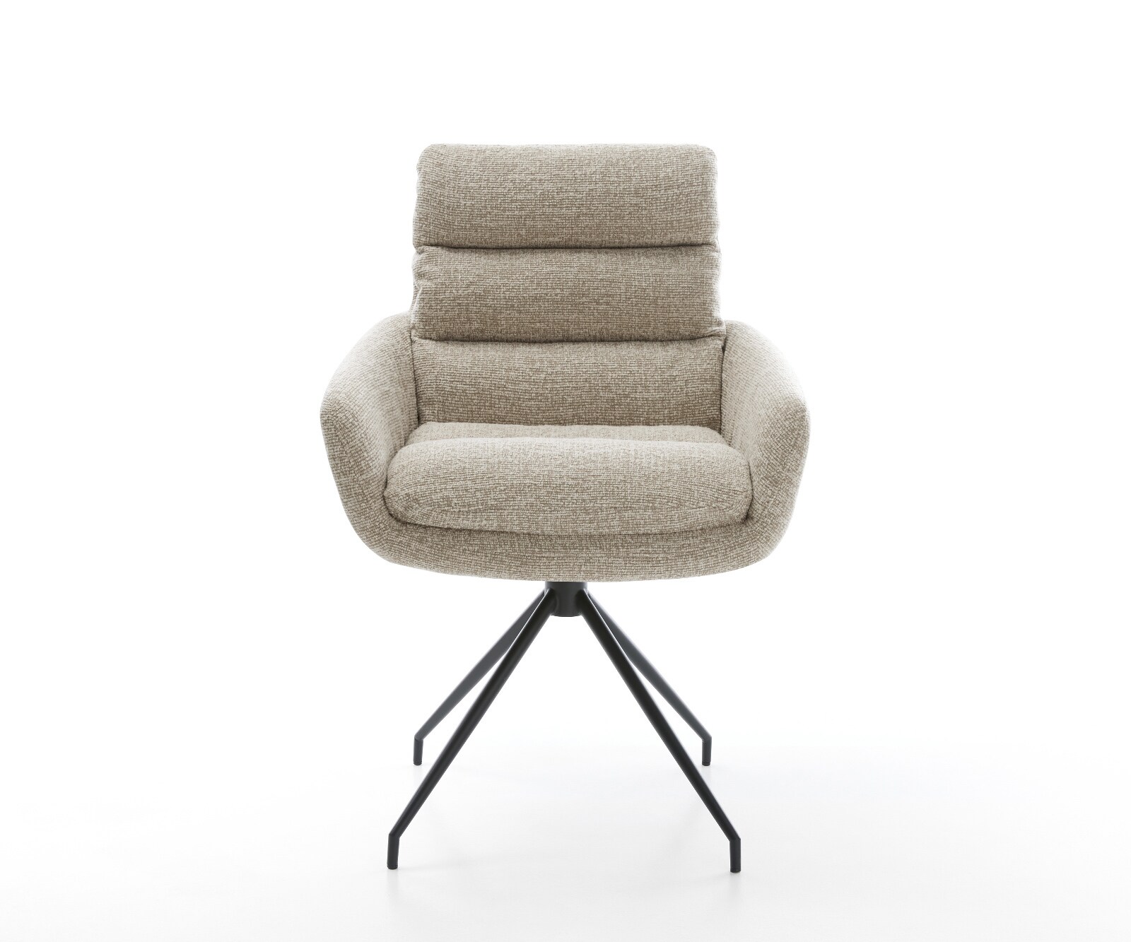 Esszimmerstuhl Abelia-Flex mit Armlehnen Webstoff Soft Beige Kreuzgestell konisch Schwarz 2