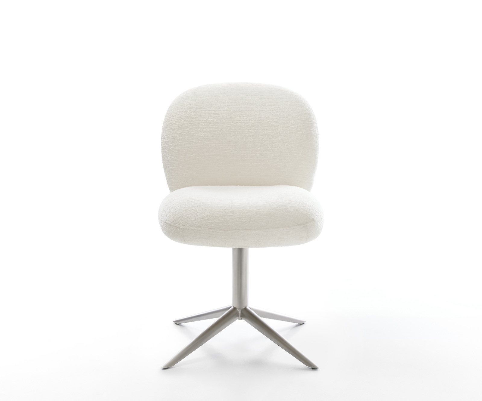 Drehstuhl Nube-Flex Bouclé Soft Beige Fußkreuz Edelstahl 360° drehbar Wippfunktion Taschenfederkern 2