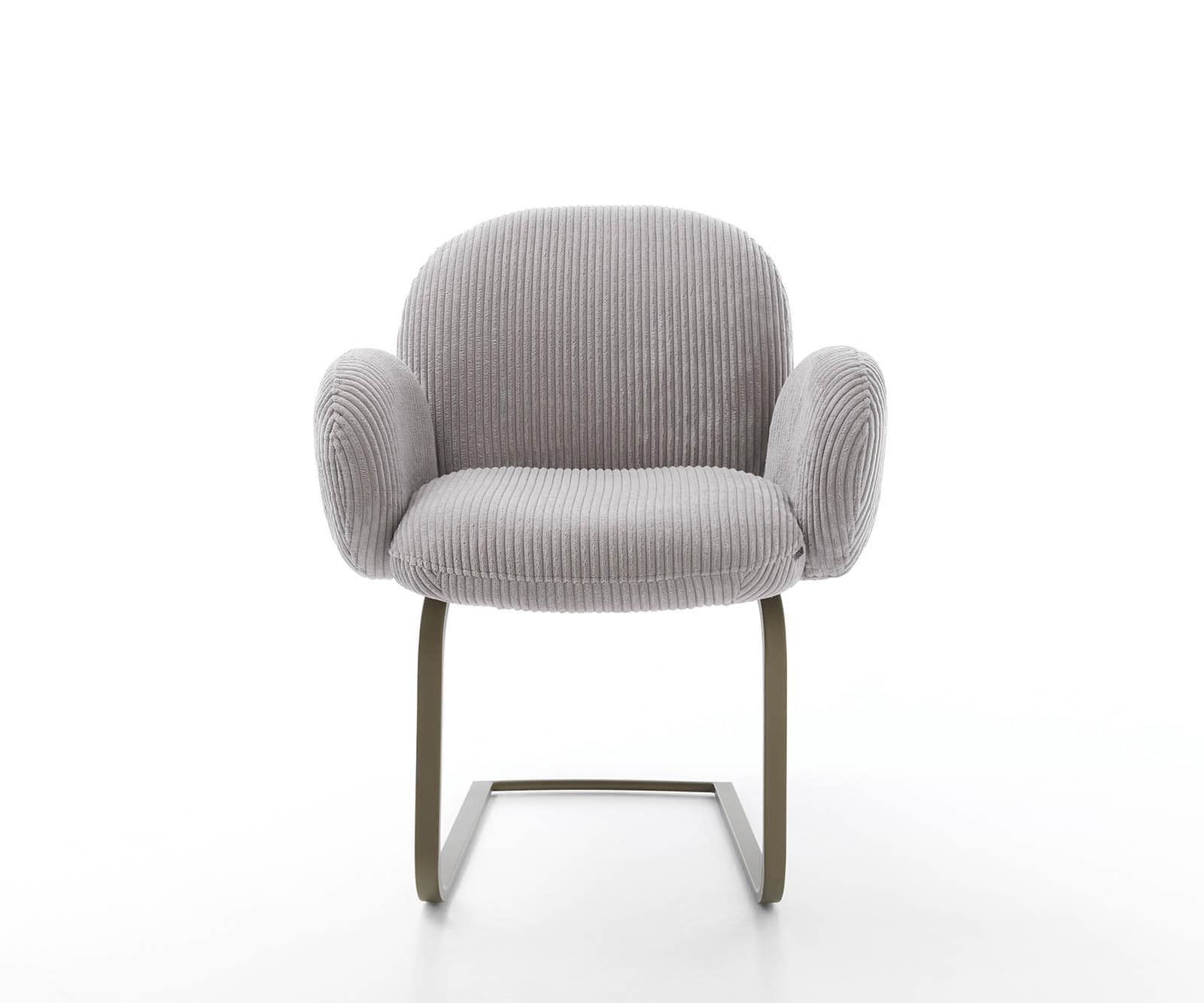 Freischwinger Nube-Flex mit Armlehnen Cord Silbergrau Freischwinger flach Effektfinish Titan Taschenfederkern 2