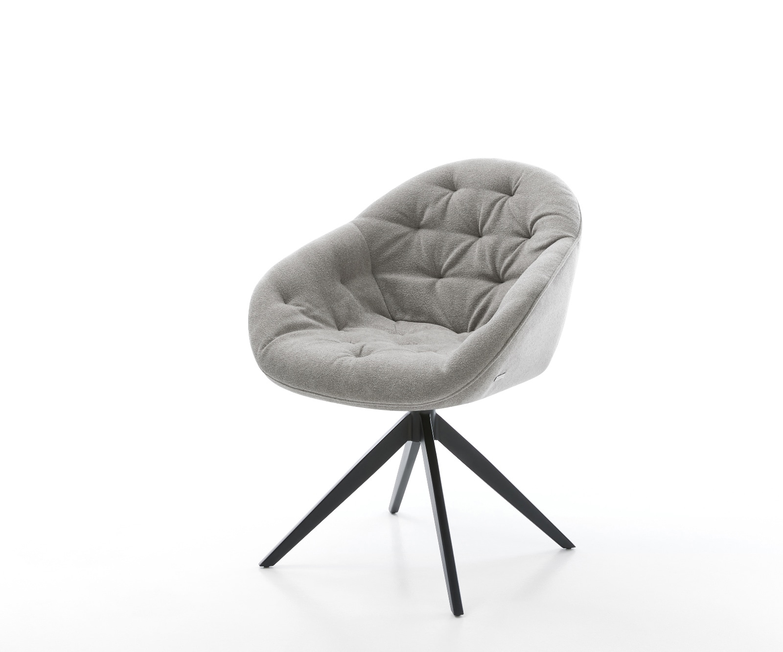 Drehstuhl Gaio-Flex Strukturstoff Soft Grau Kreuzgestell breit Schwarz 360° drehbar Wippfunktion