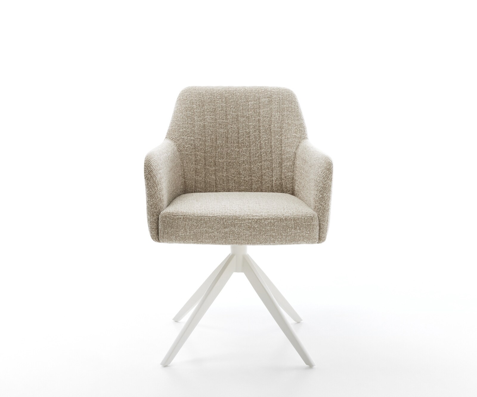 Drehstuhl Greg-Flex Webstoff Soft Beige Kreuzgestell breit Weiß 360° drehbar Wippfunktion Taschenfederkern 2