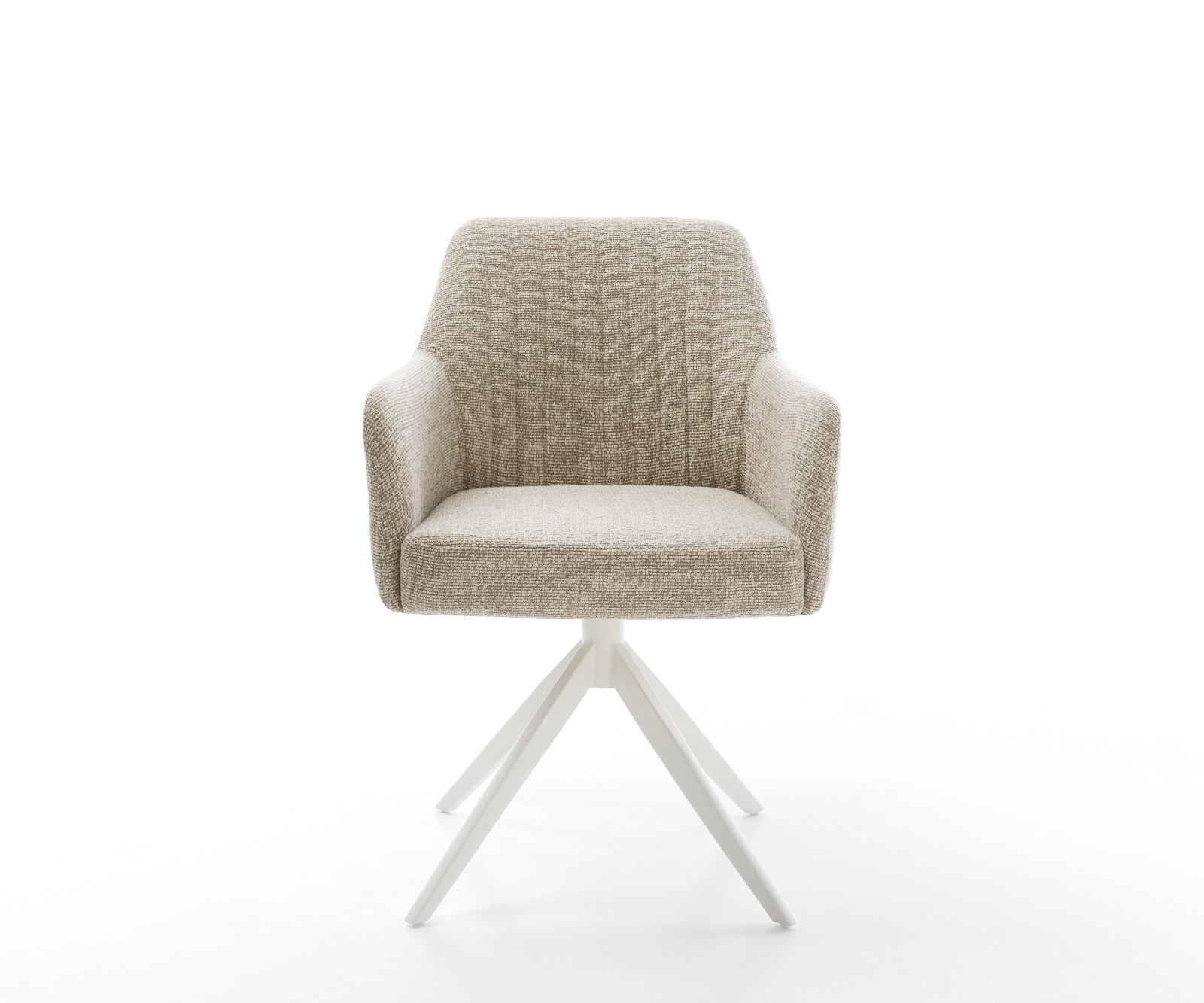 Drehstuhl Greg-Flex Webstoff Soft Beige Kreuzgestell breit Weiß 360° drehbar Wippfunktion Taschenfederkern 2