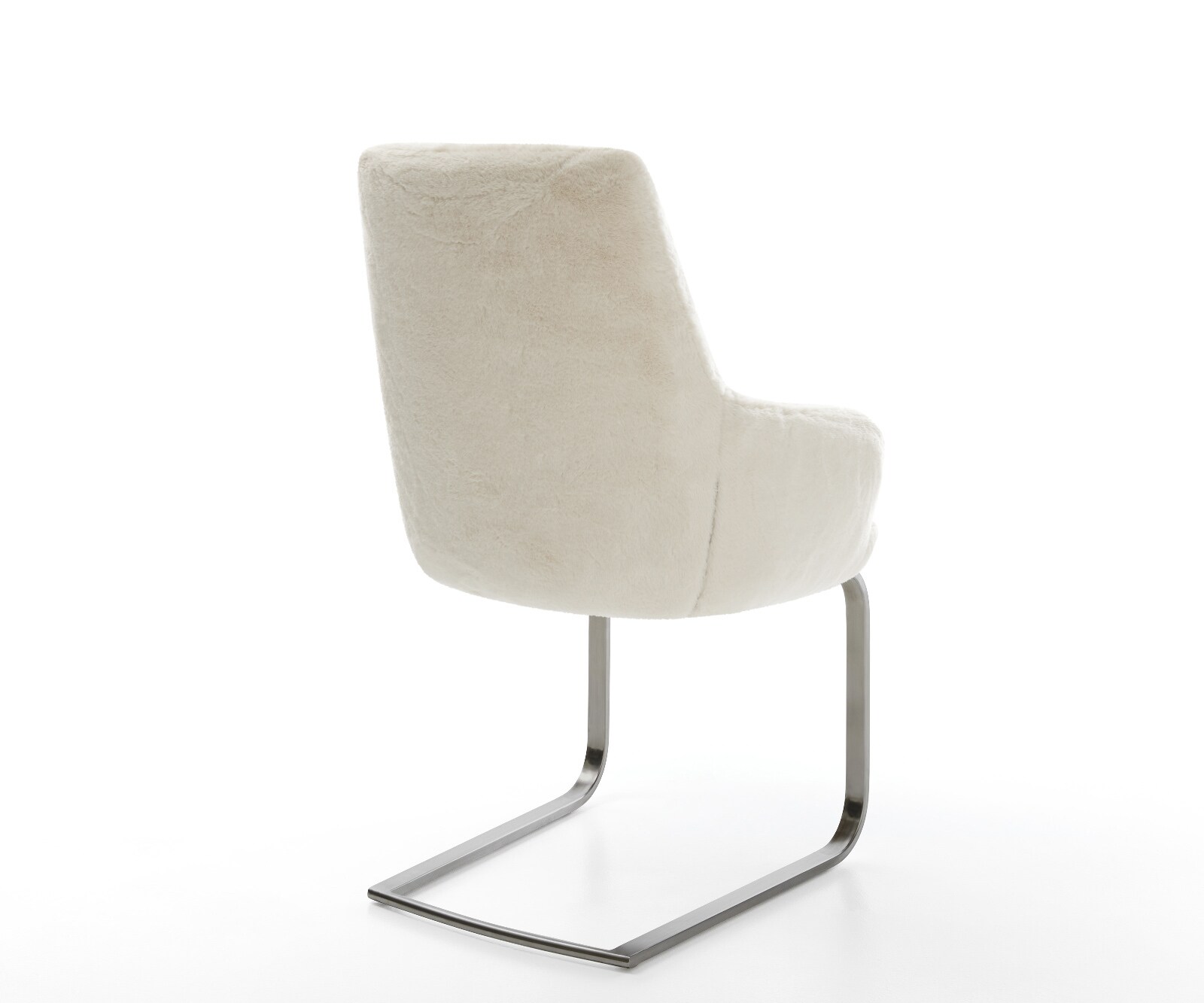 Freischwinger Zelia-Flex mit Armlehnen Plüsch Creme-Weiß Freischwinger flach Graphit Taschenfederkern 4