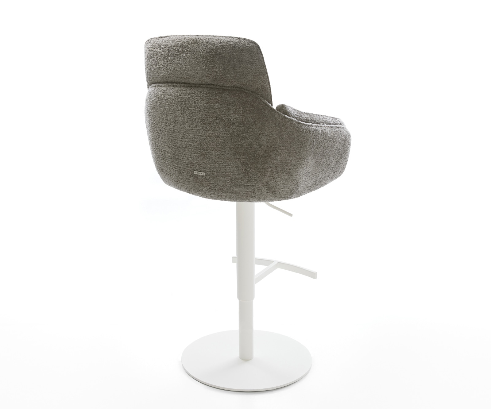 Barstuhl Luan-Flex Bouclé Soft Schlamm Drehfuß höhenverstellbar Metall Weiß 4