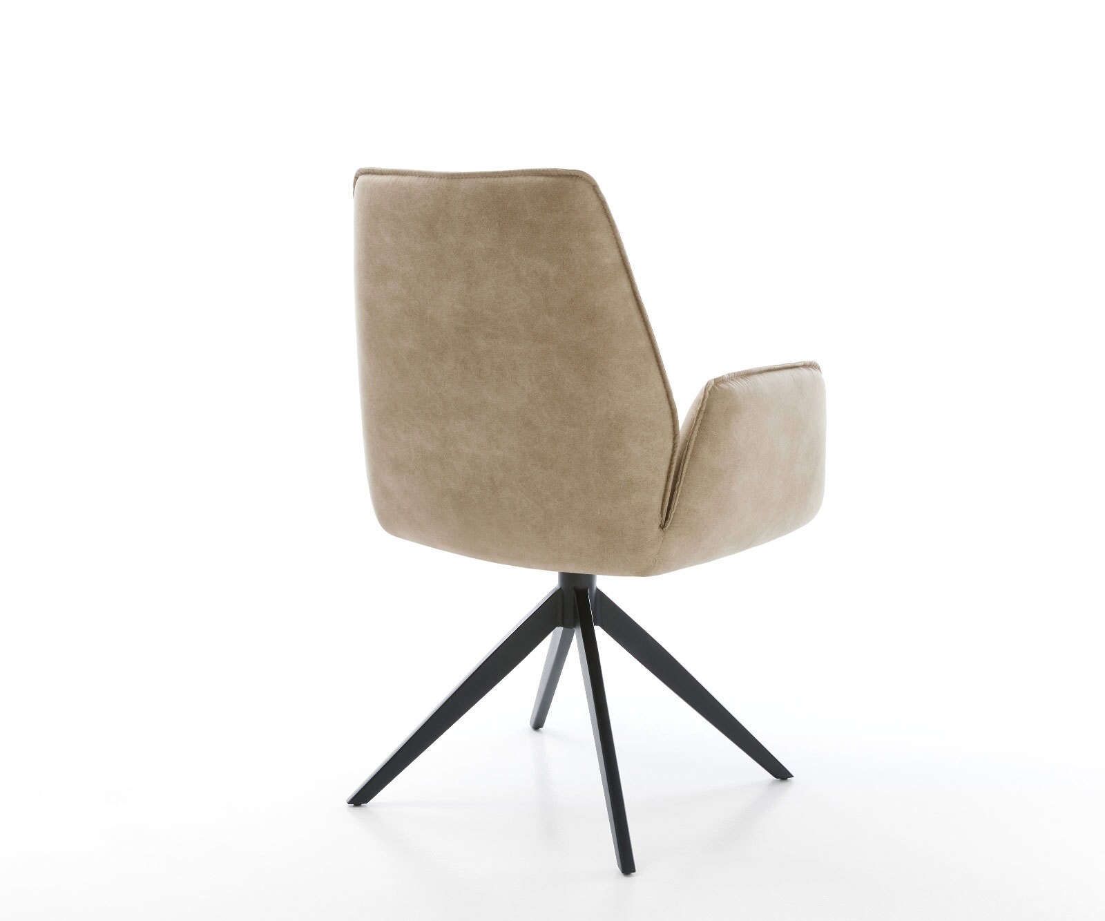 Drehstuhl Zoa-Flex Mikrofaser Beige Vintage Kreuzgestell breit Schwarz 360° drehbar Wippfunktion Taschenfederkern 4
