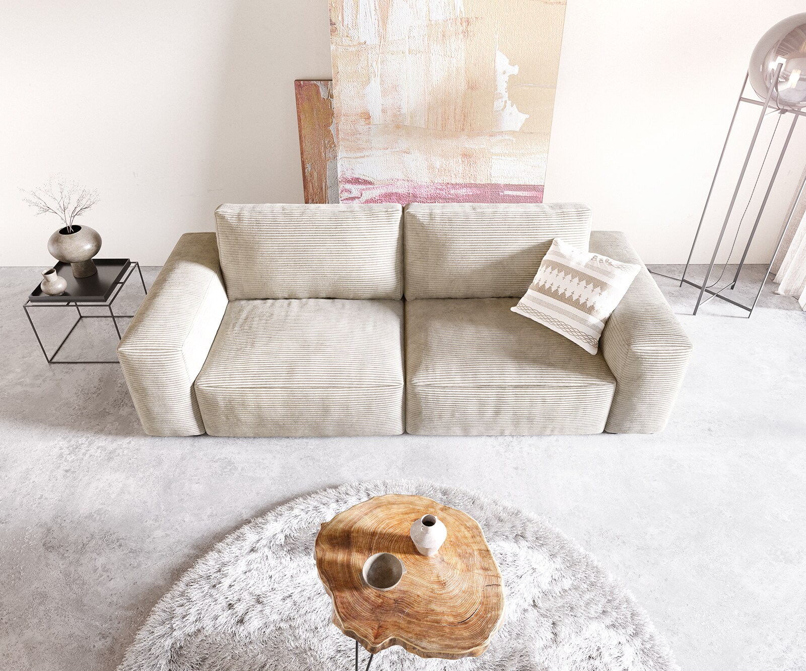 Big-Sofa Lanzo 230x95 cm Cord Beige 3