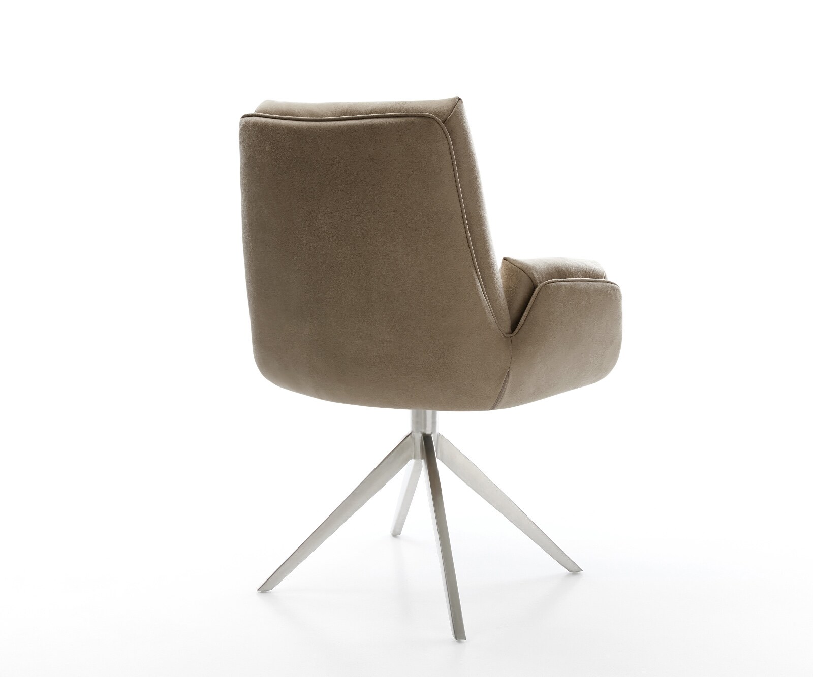 Drehstuhl Clea-Flex Mikrofaser Beige Vintage Kreuzgestell breit Edelstahl 360° drehbar Wippfunktion 5