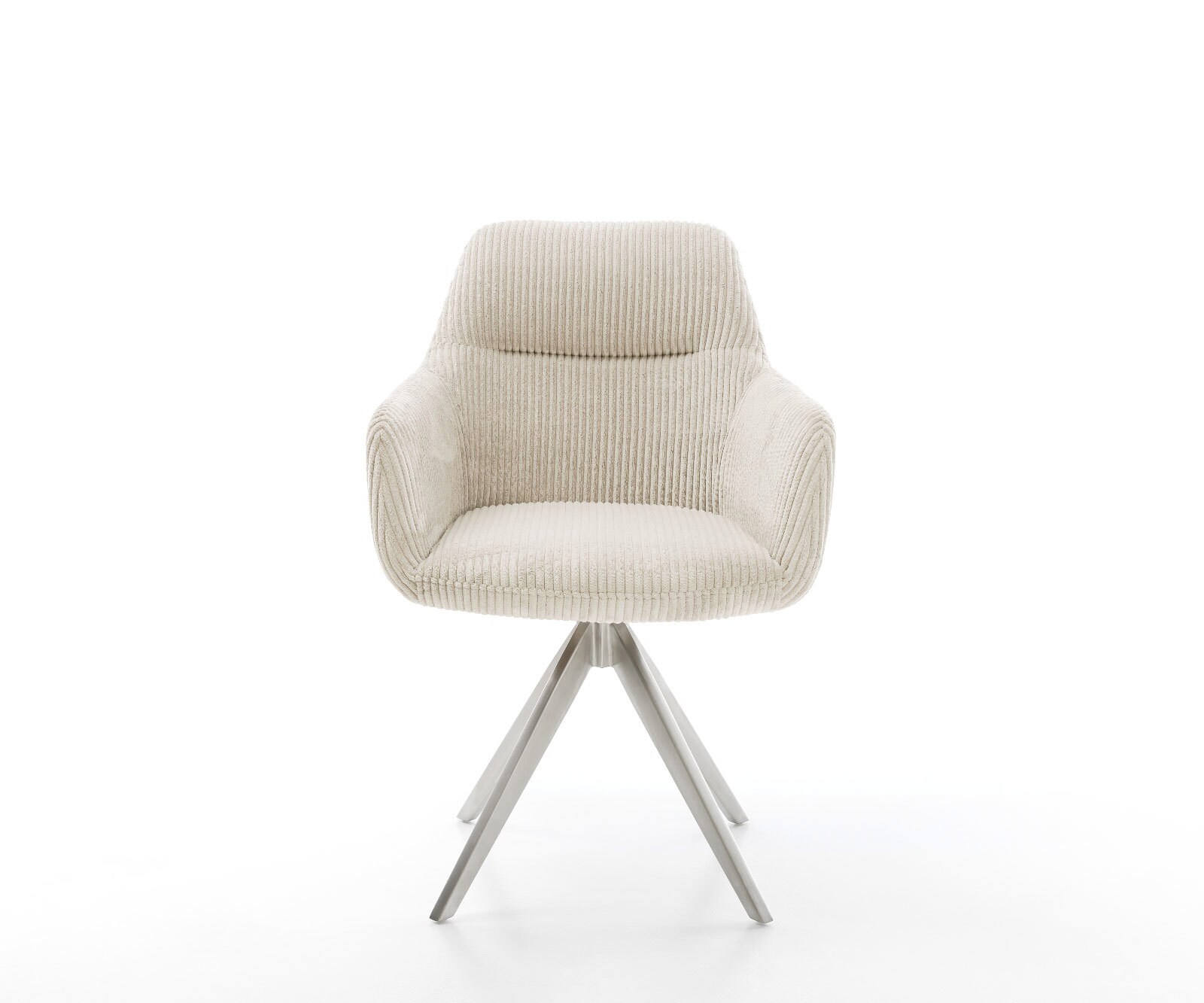 Esszimmerstuhl Pejo-Flex Cord Beige Kreuzgestell kantig Edelstahl Taschenfederkern 1