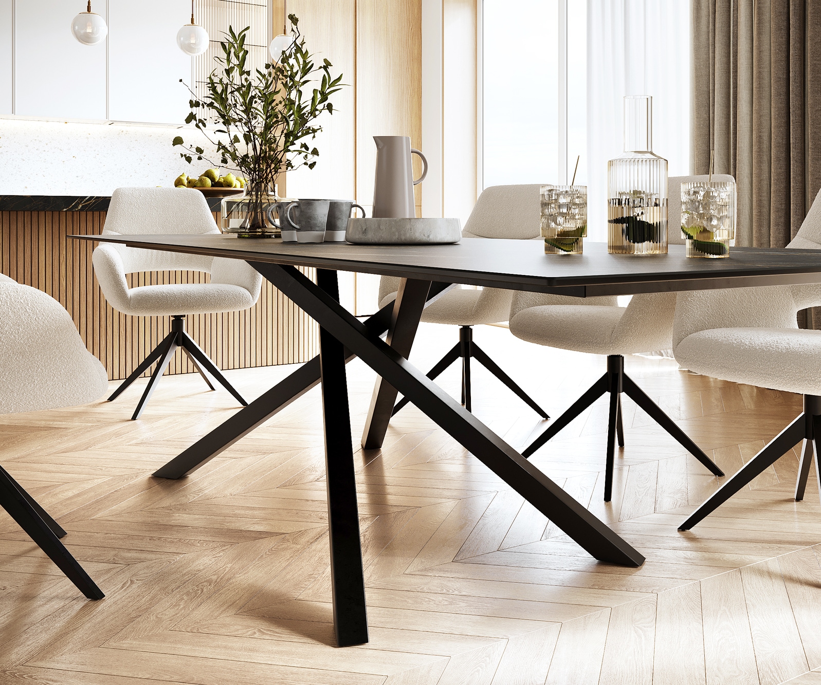 Esstisch Edge 300x100cm Keramik Laminam®Noir Desir Braun Mittelfuß Kreuz Schwarz 5 Esstisch Edge 300x100cm Keramik Laminam®Noir Desir Braun Mittelfuß Kreuz Schwarz 5