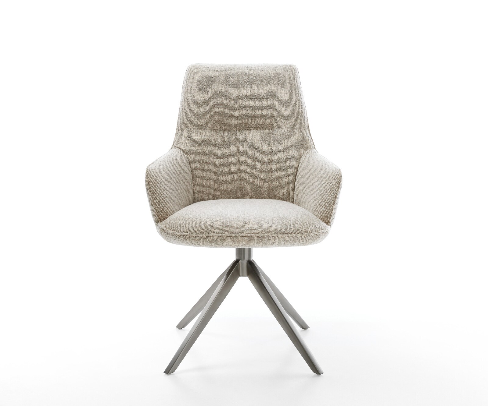 Drehstuhl Zelia-Flex mit Armlehnen Webstoff Soft Beige Kreuzgestell breit Graphit 360° drehbar Wippfunktion Taschenfederkern 1